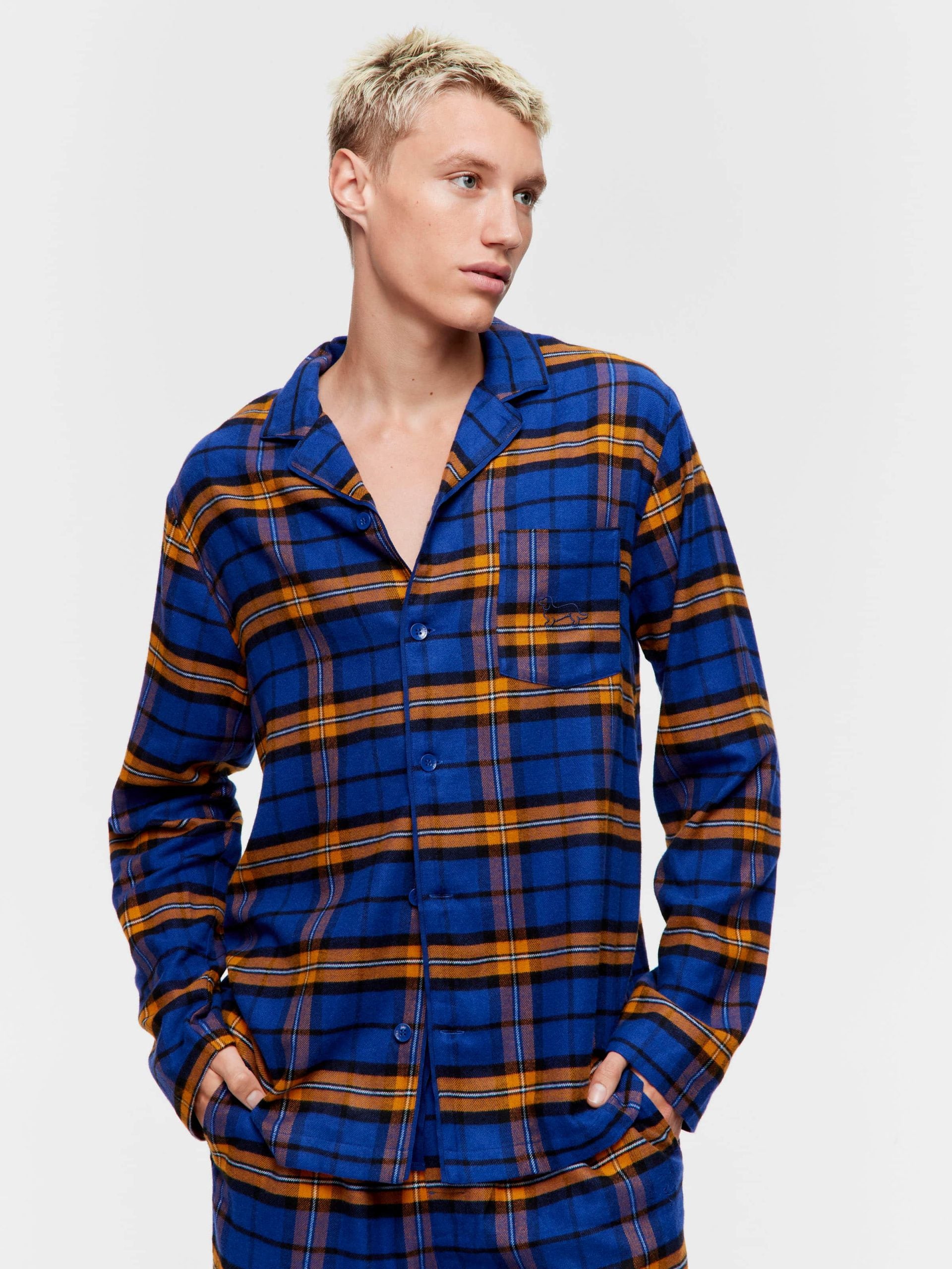 Navy Check Flannelette Long Sleeve Pj Set navy image 1