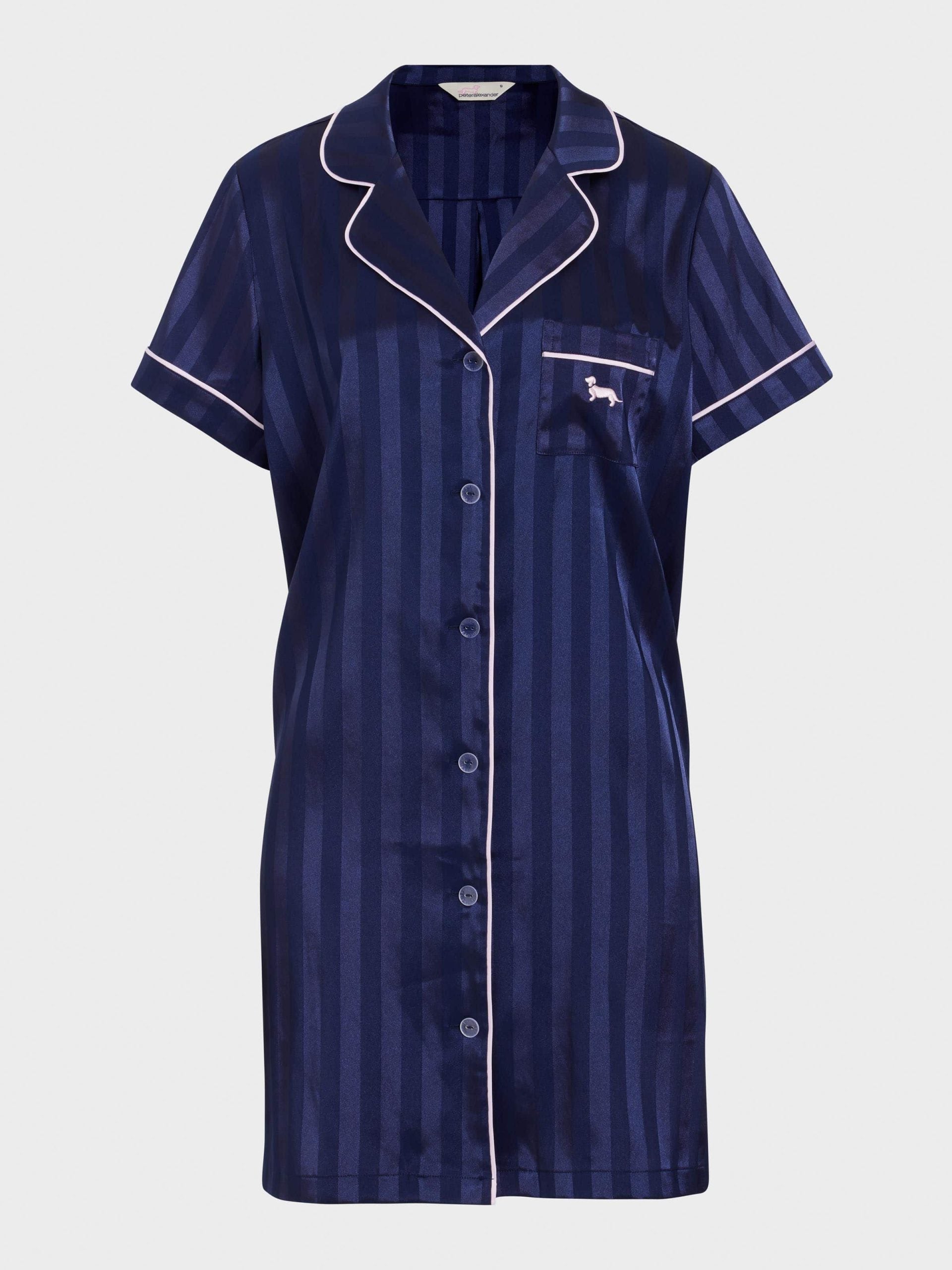 Navy Stripe Short Sleeve Nightshirt Navy image 3