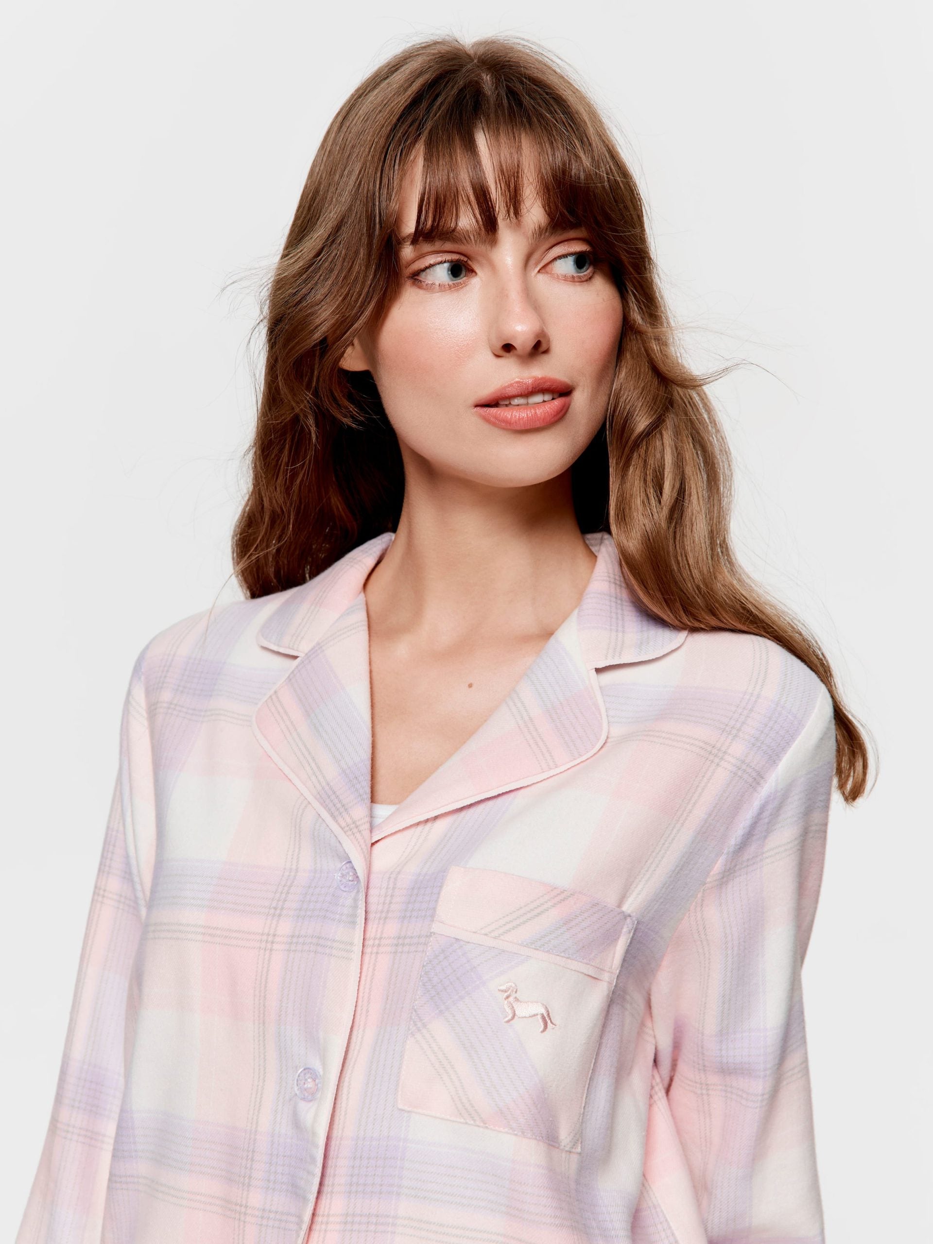 Pink & Lilac Check Flannelette Classic Pj Set multi image 3