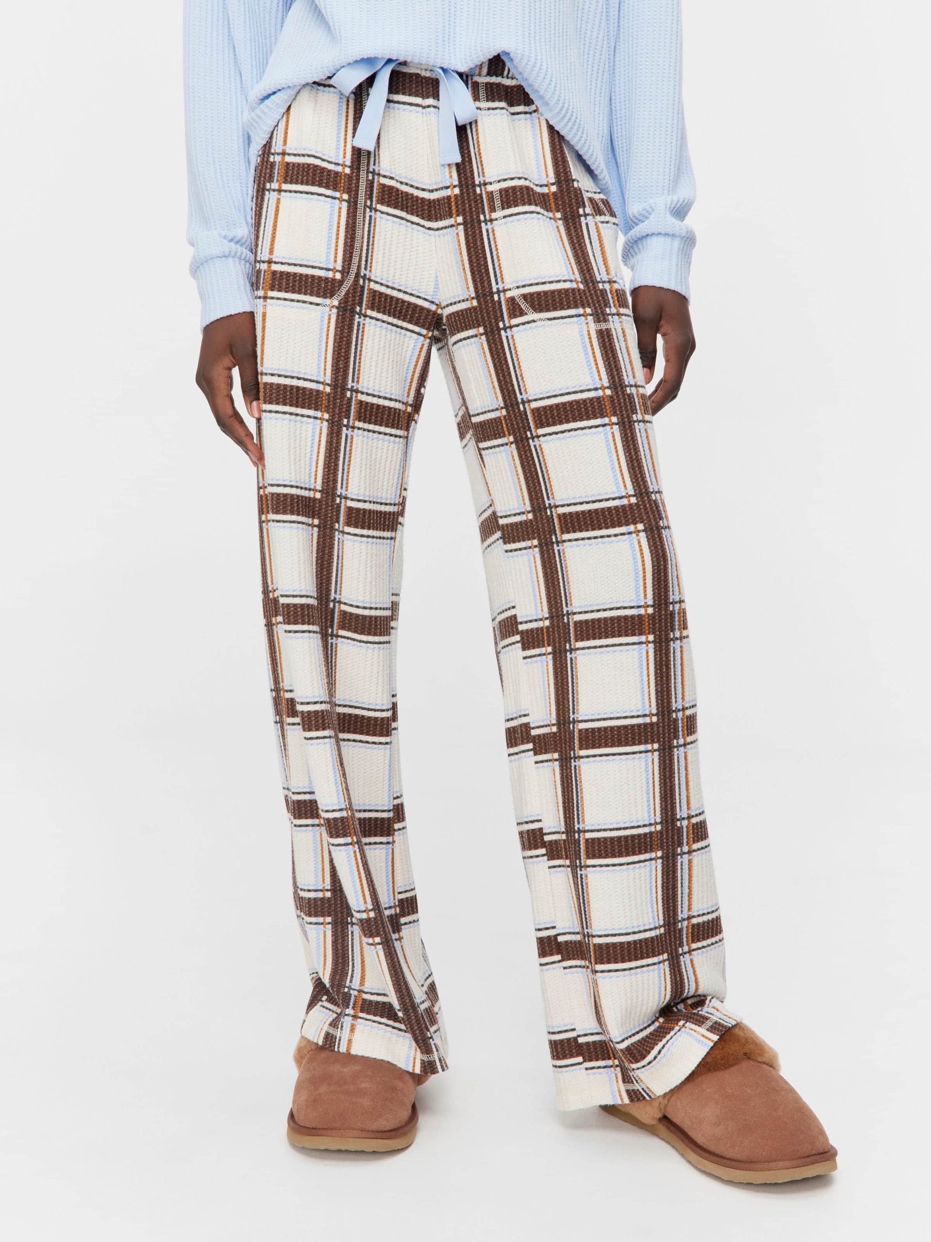 Brushed Waffle Check Wide Leg Pj Pant Multi image 1
