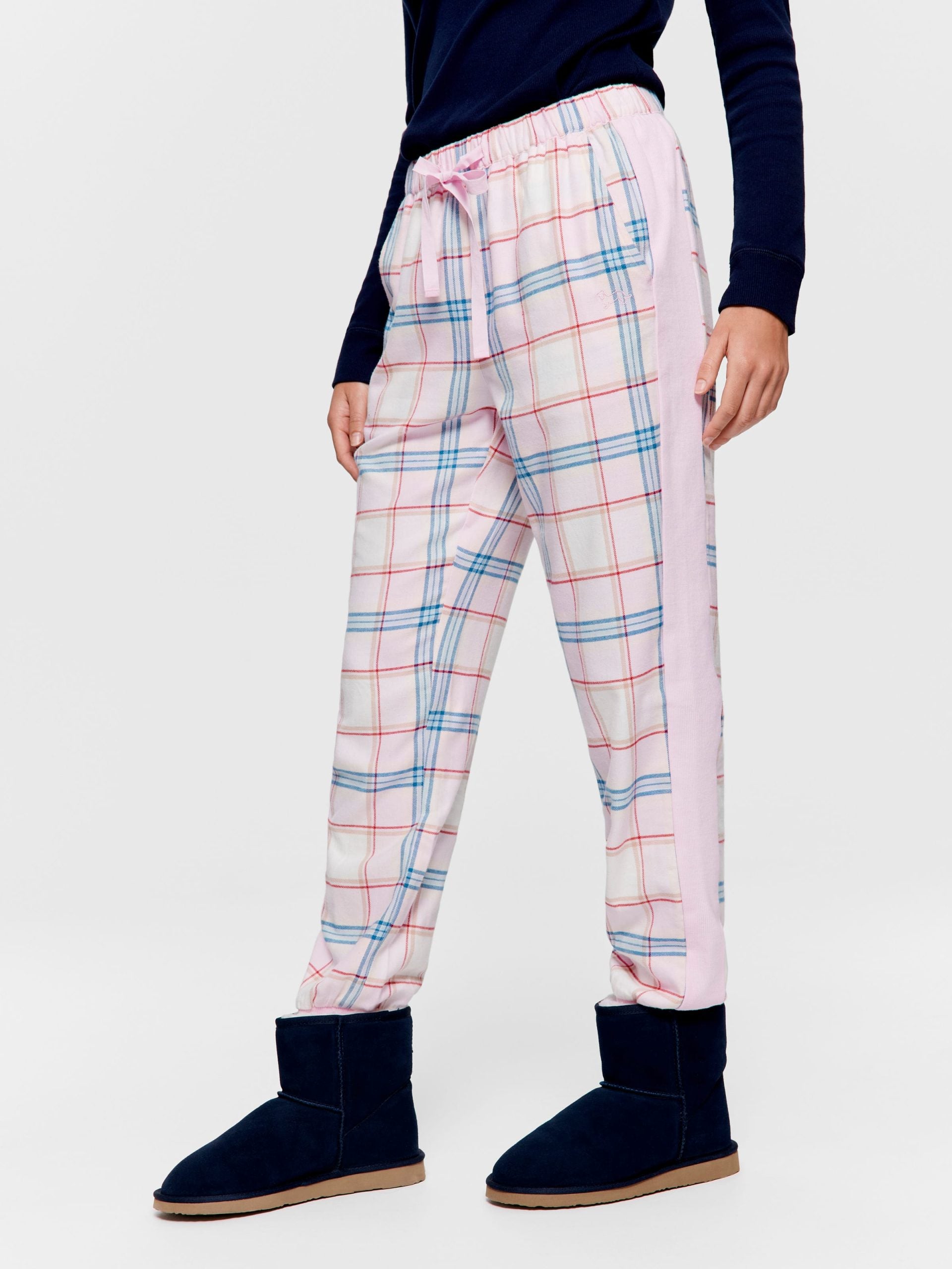 Check Pink & Navy Flannelette Cuff Pj Pant multi image 2