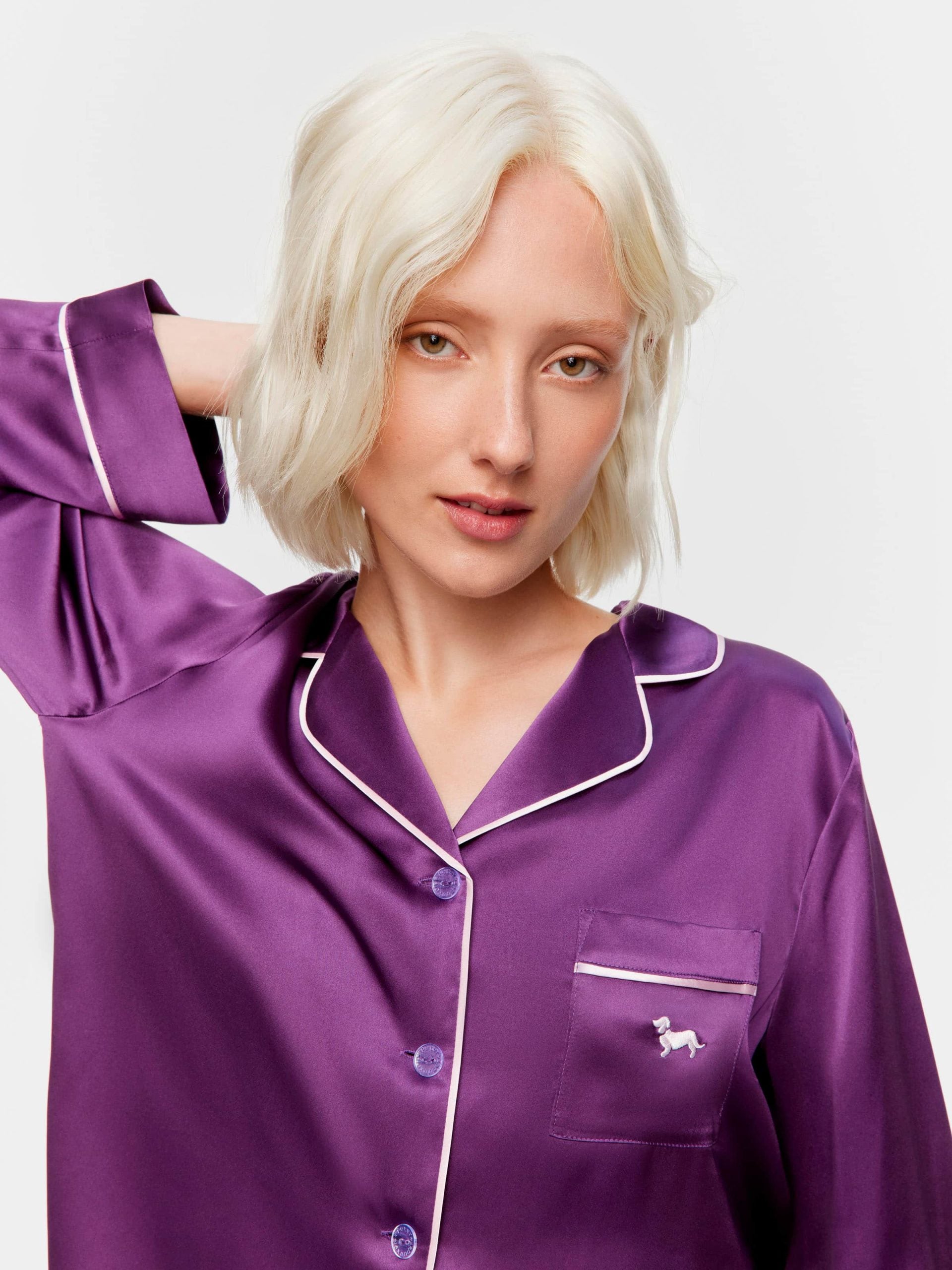 Plum Mulberry Silk Long Pj Set multi image 4