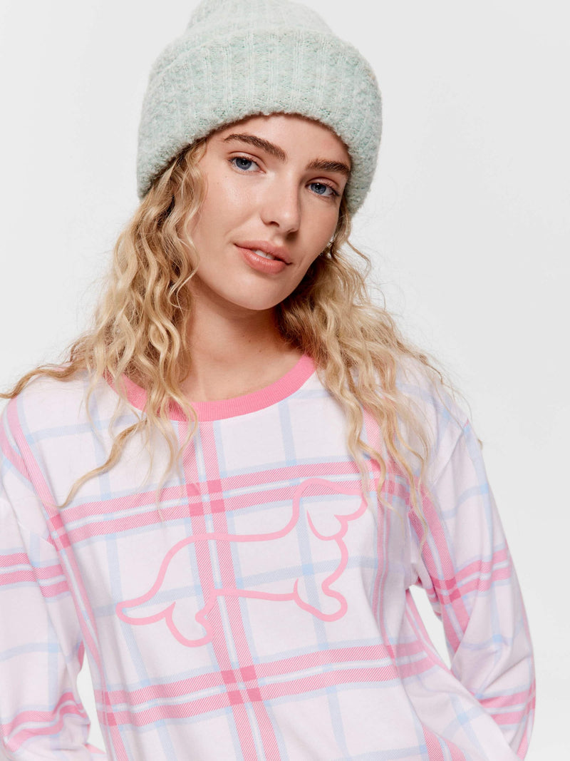 Cream & Pink Penny Check Sweater multi image 0
