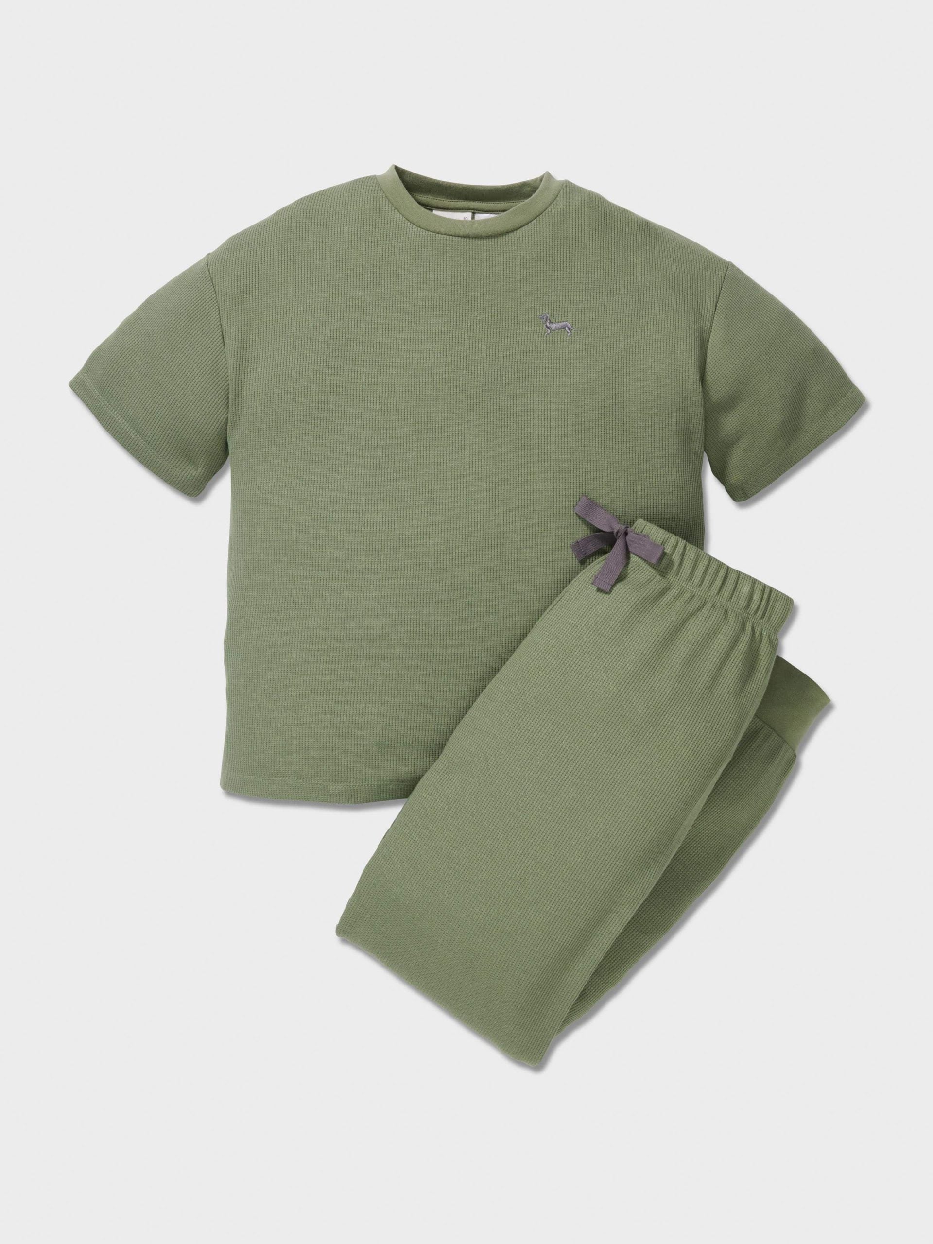 Boys Waffle Track Pj Set sage image 0