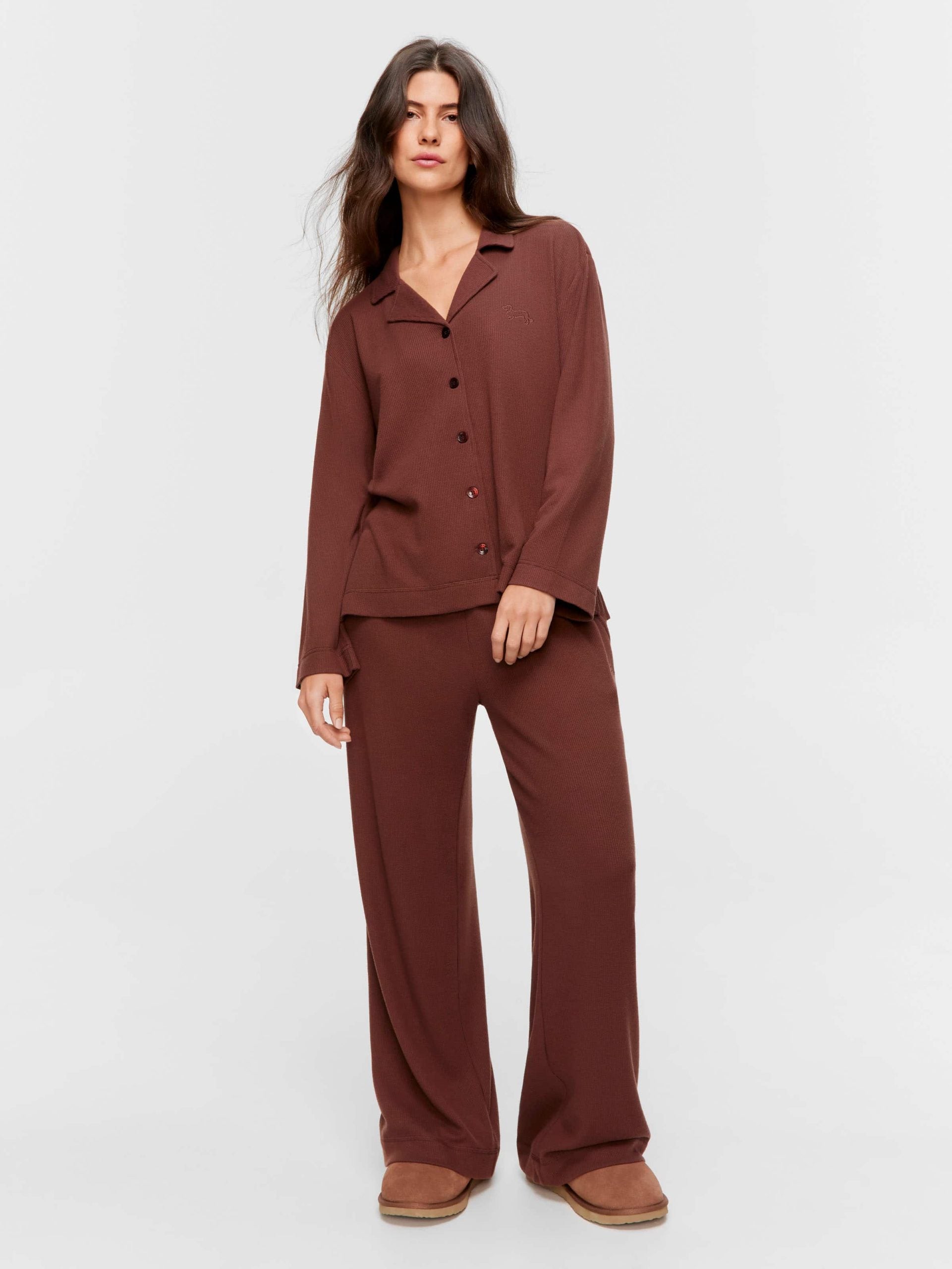 Chocolate Soft Waffle Long Sleeve Shirt brown image 2