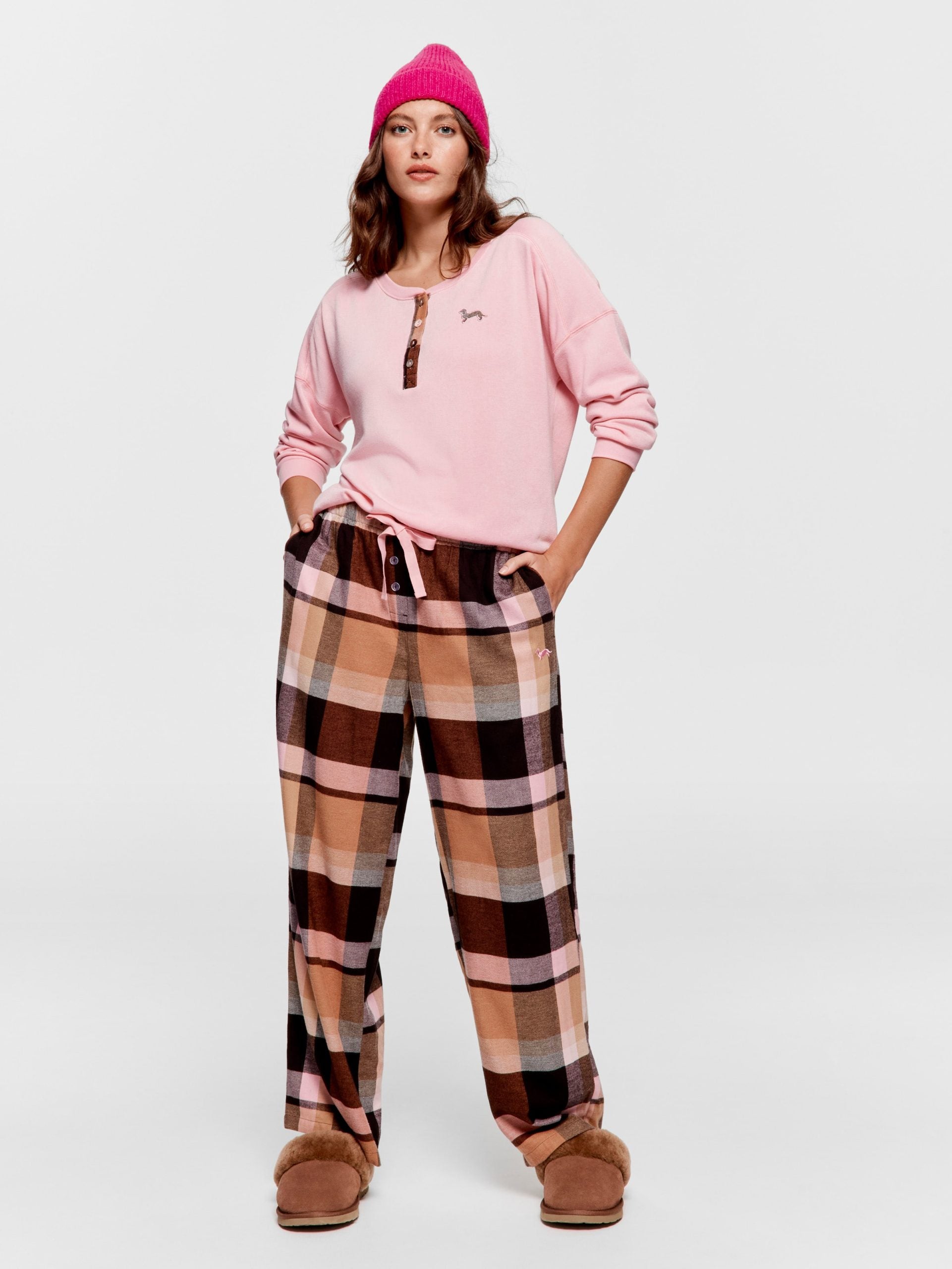 Nougat Check Bamboo Flannelette Classic Pj Pant multi image 1