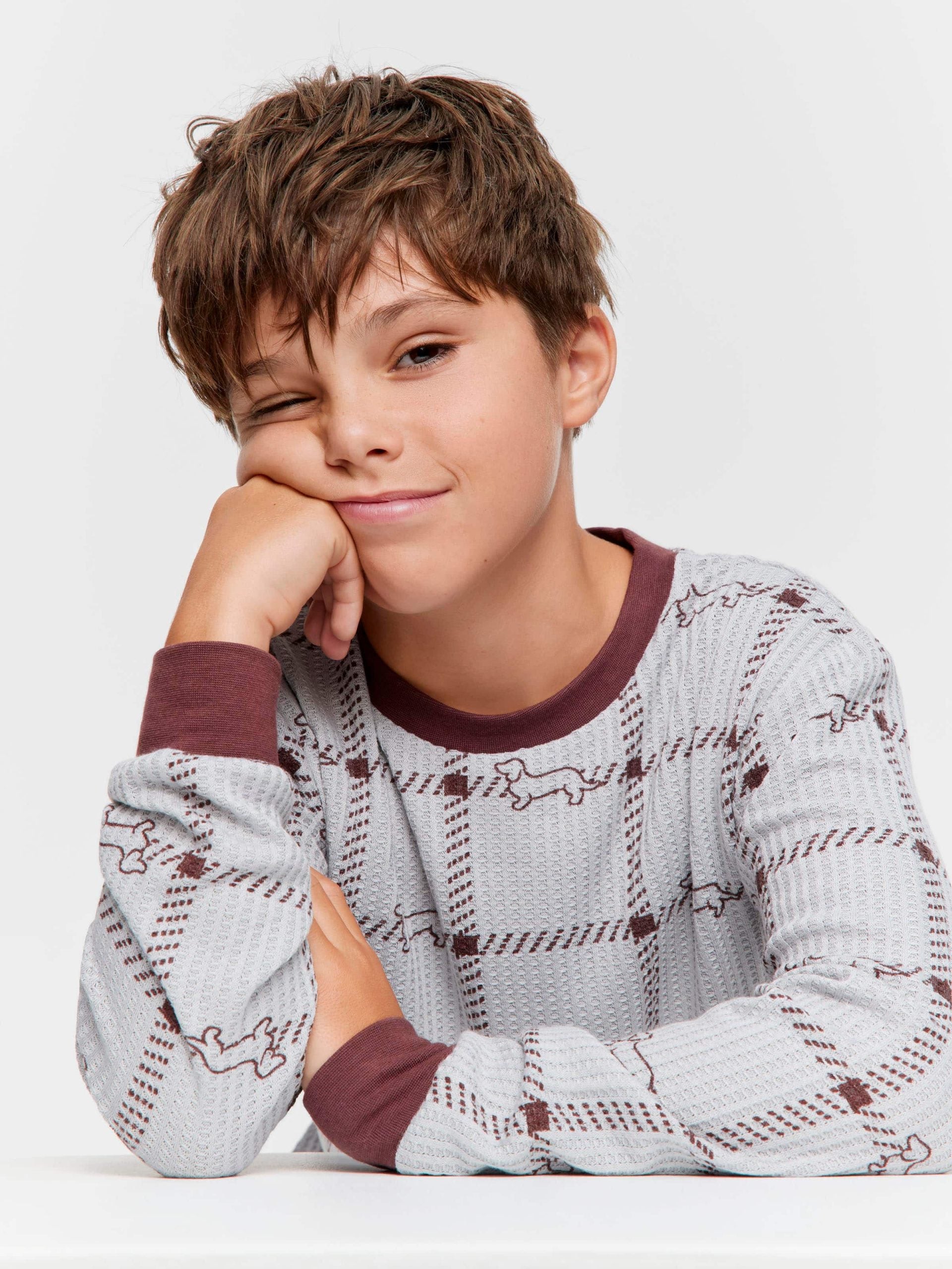 Boys Check Waffle Pj Set multi image 1