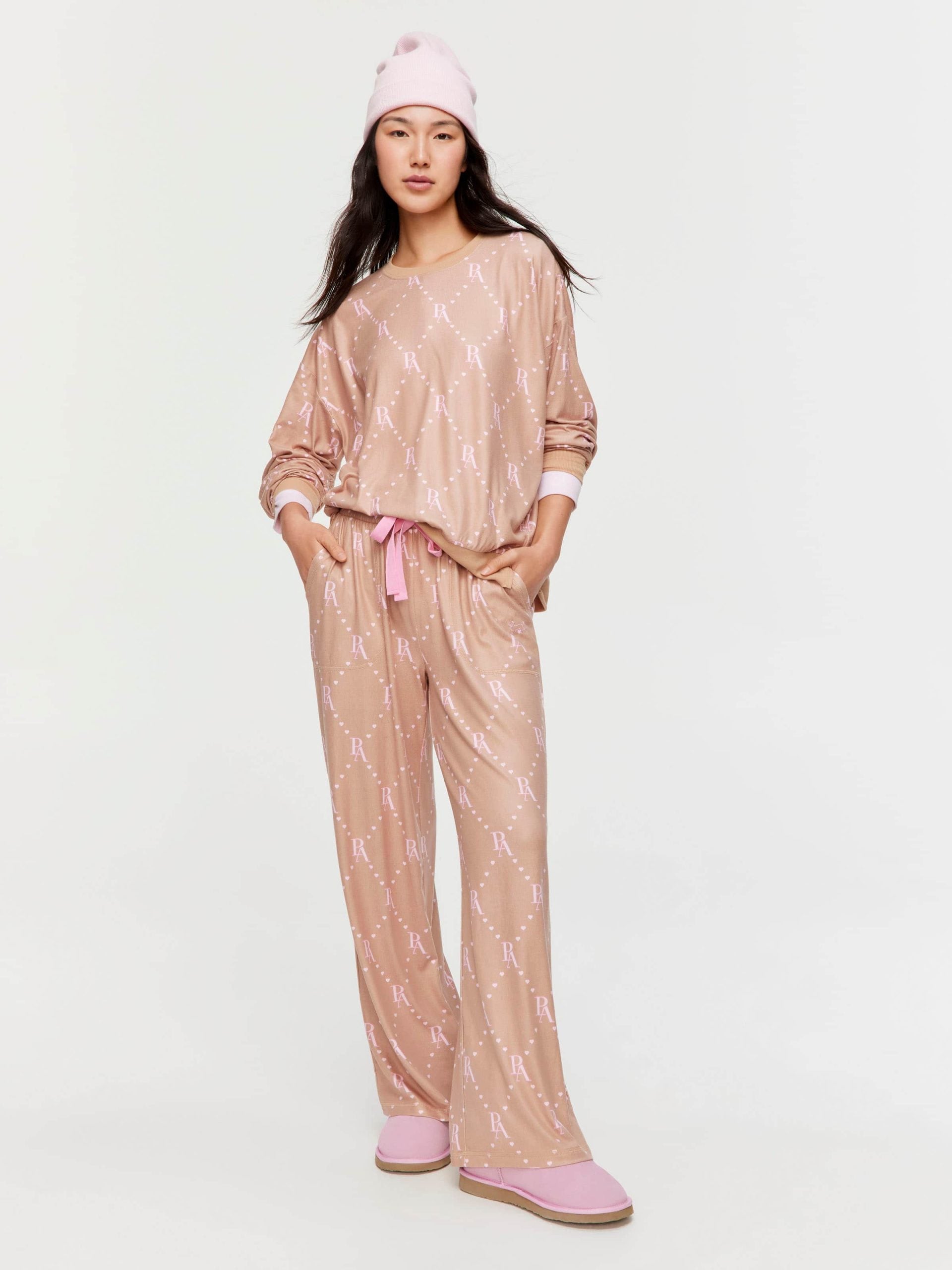 Caramel Logo Plush Wide Leg Pj Pant multi image 0