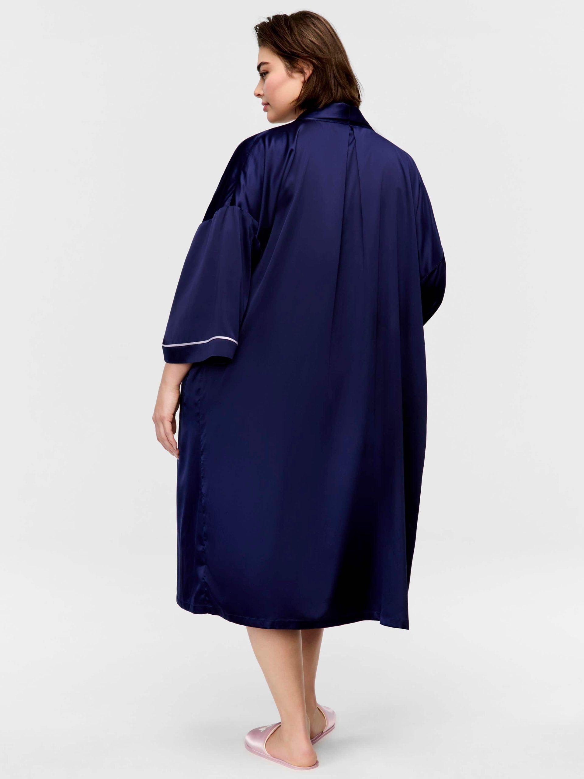 P.A. Plus Long Navy Satin Gown Navy image 3