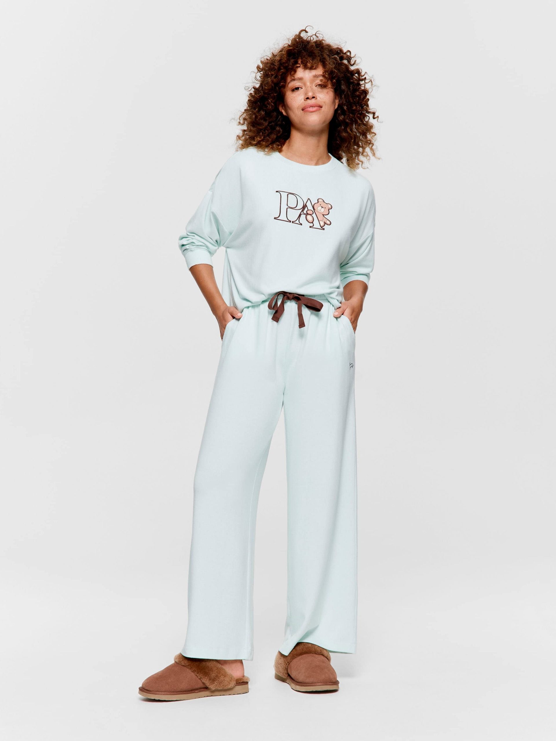 Mint Plush Straight Leg Pj Pant mint image 1