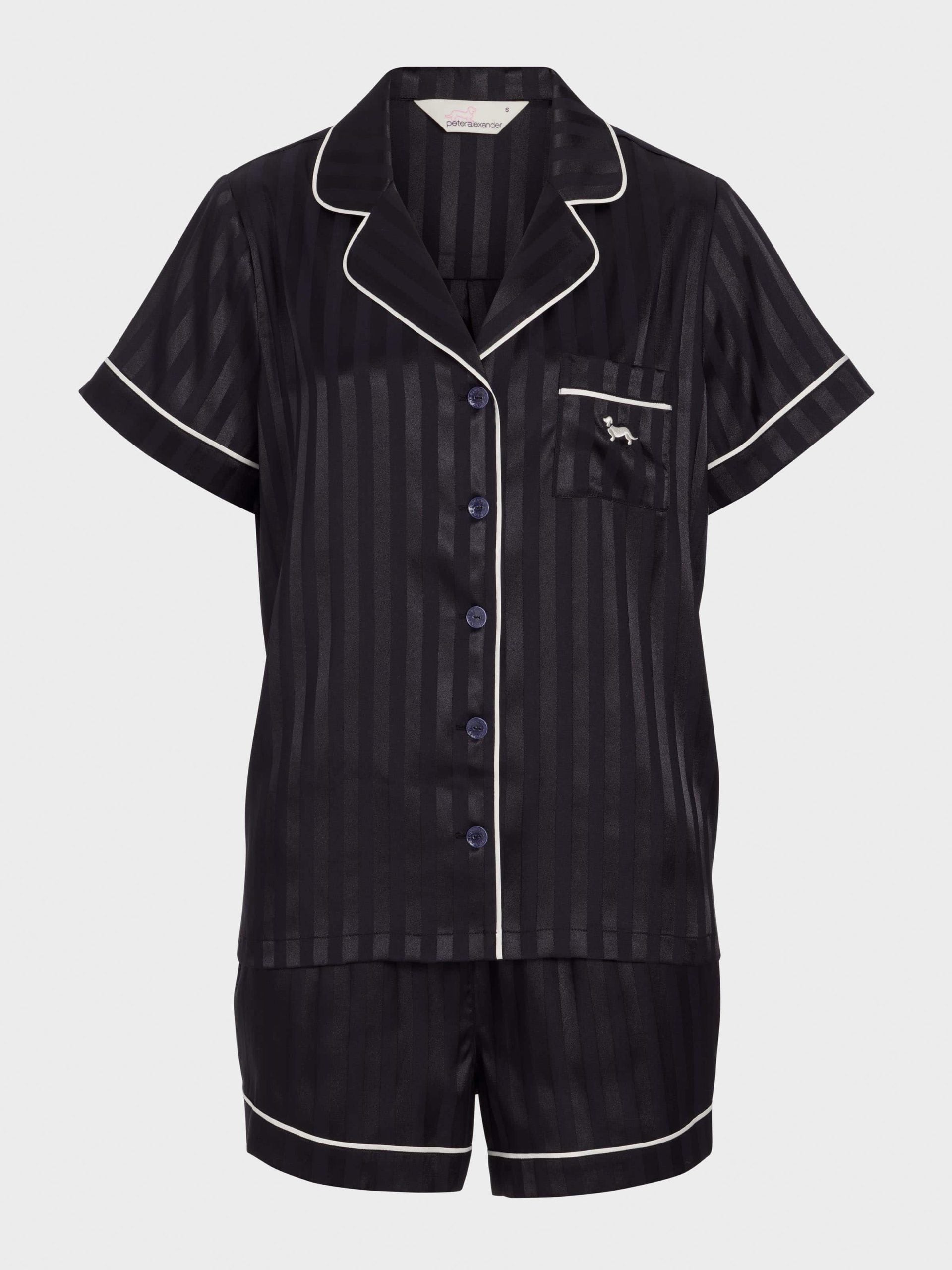 Black Stripe Chic Satin Shortie Pj Set Black Stripe image 4
