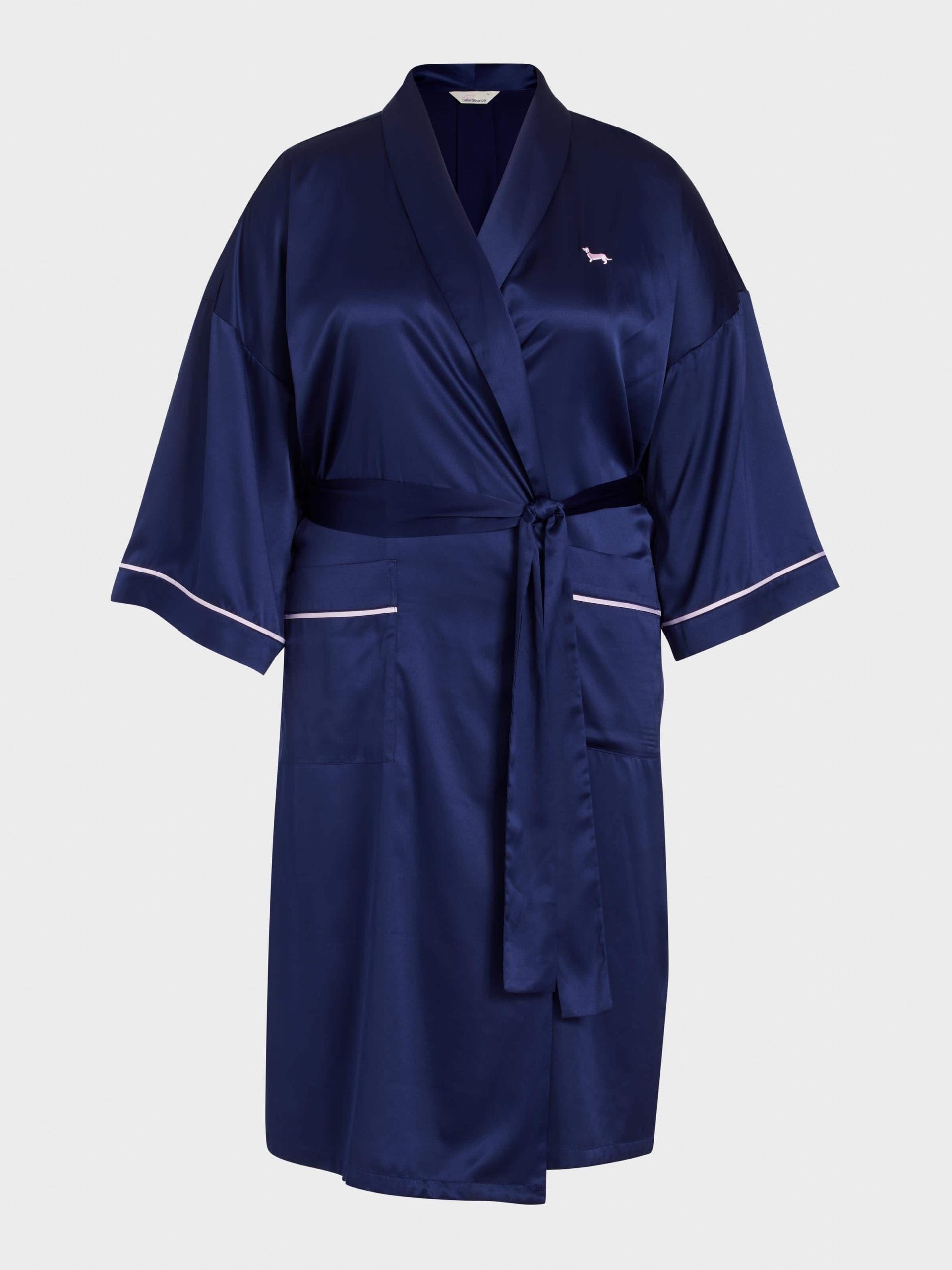 P.A. Plus Long Navy Satin Gown Navy image 4