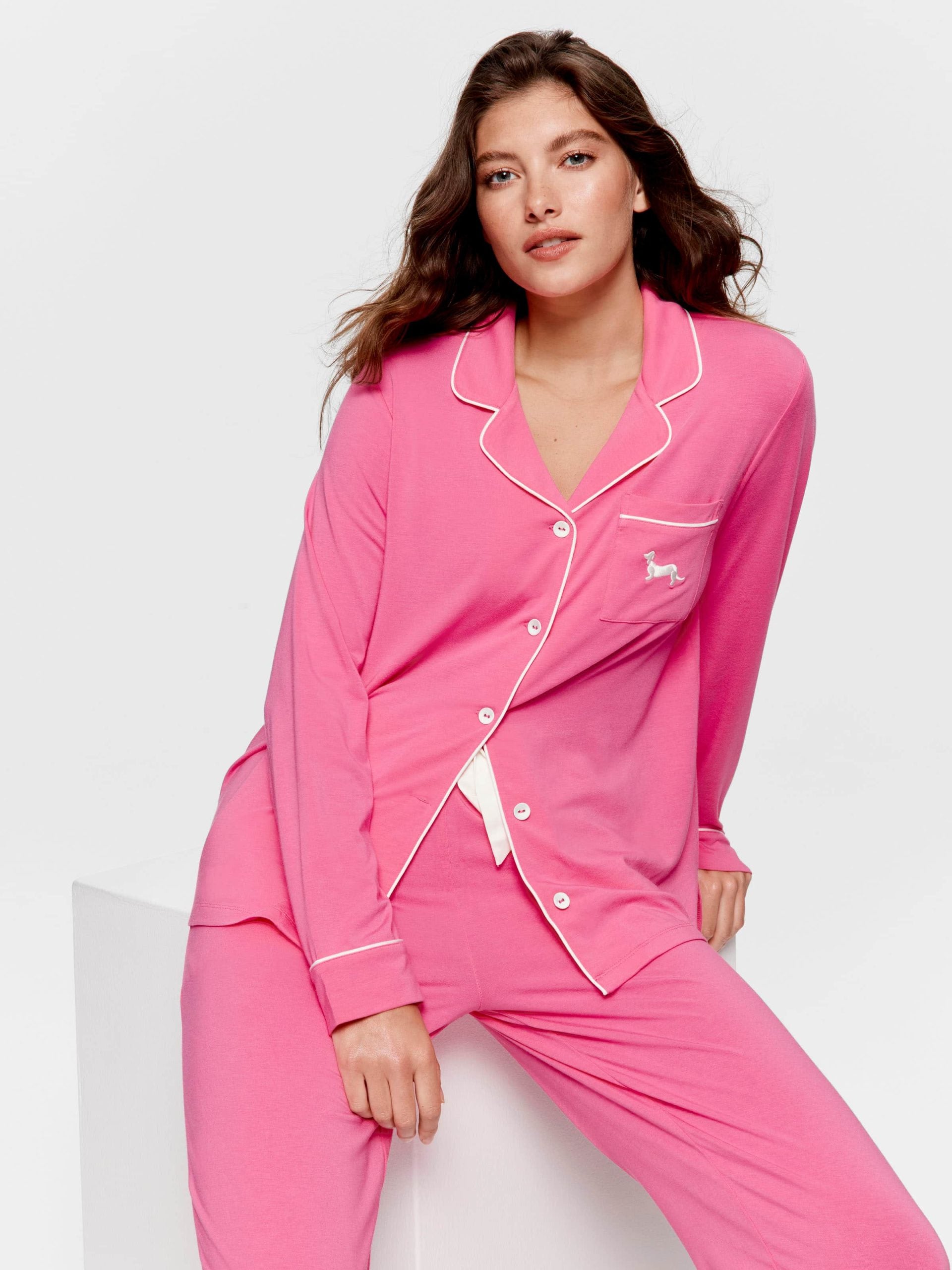 Hot Pink Bamboo Jersey Long Pj Set pink image 3