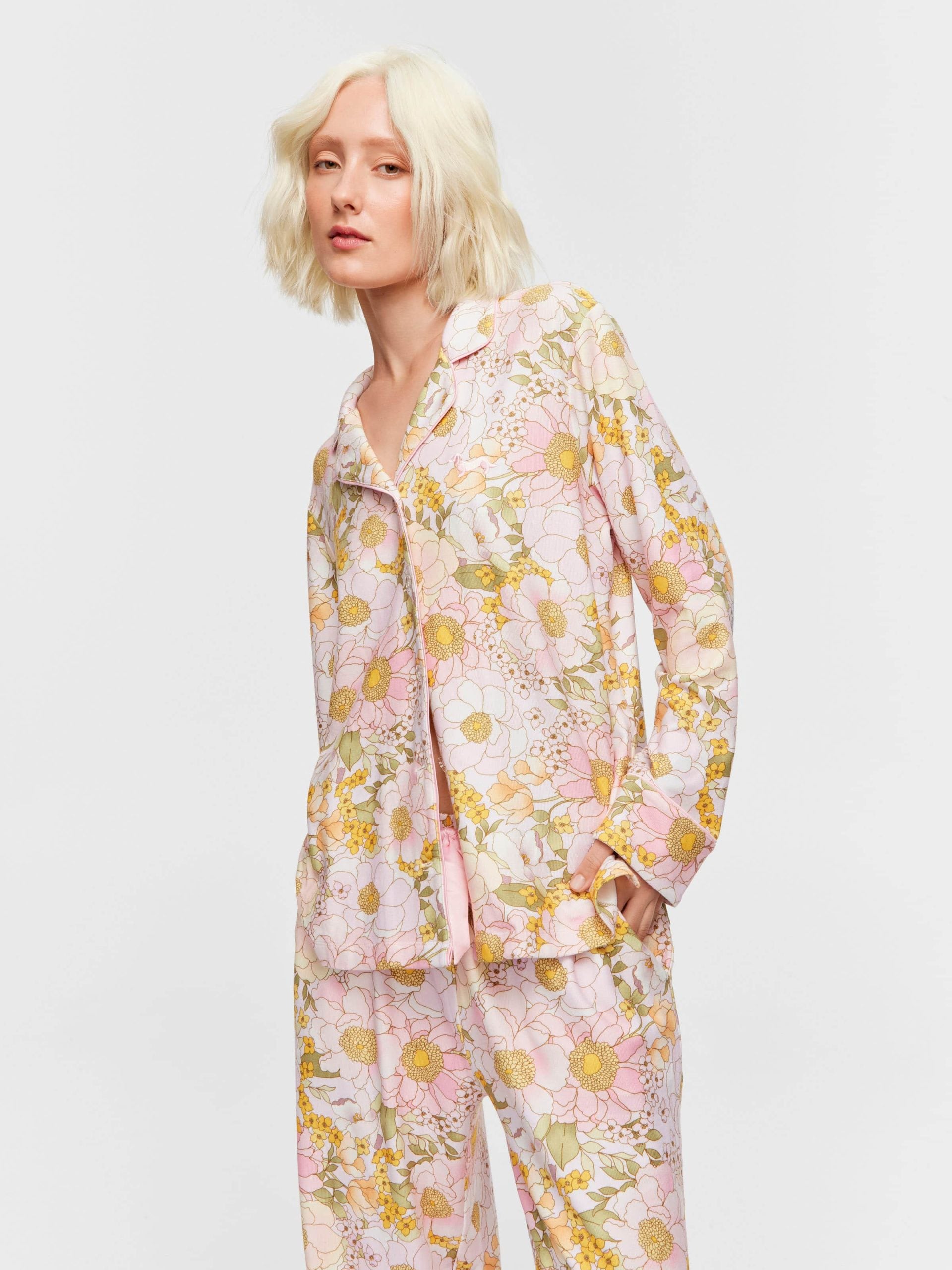 Pretty Floral Plush Long Pj Set multi image 3