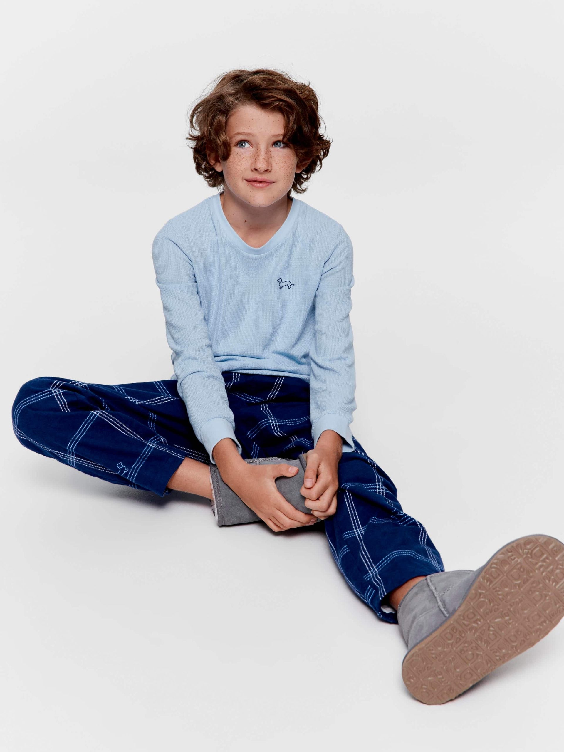 Boys Windowpane Check Long Pj Set multi image 0