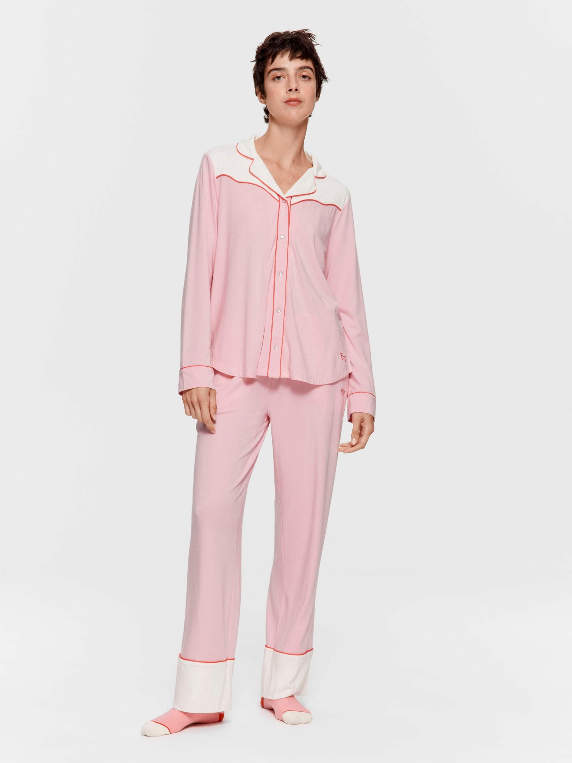 Western Bamboo Jersey Long Sleeve Shirt Pink image 2