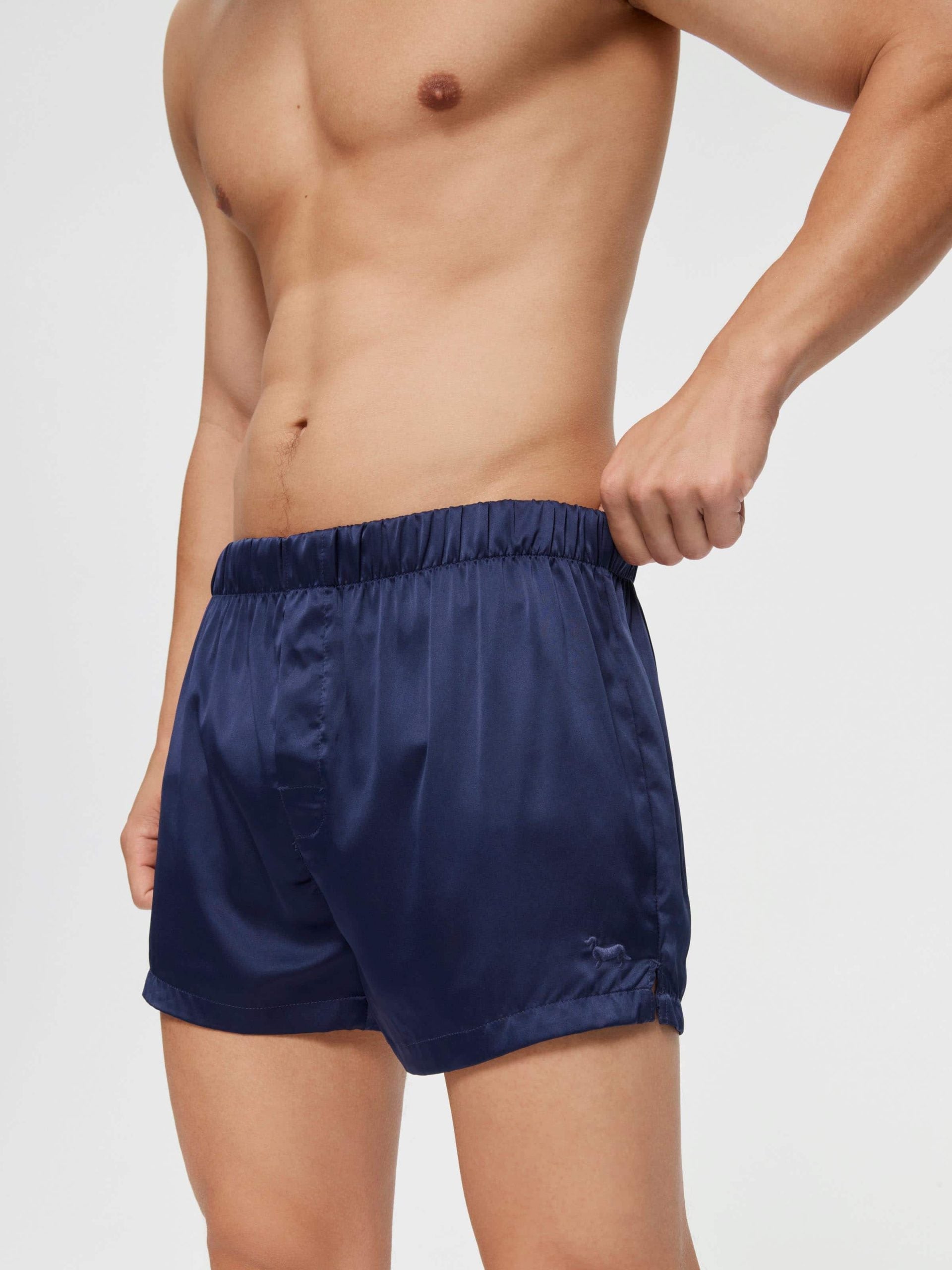 Navy Satin Boxer Short navy image 2