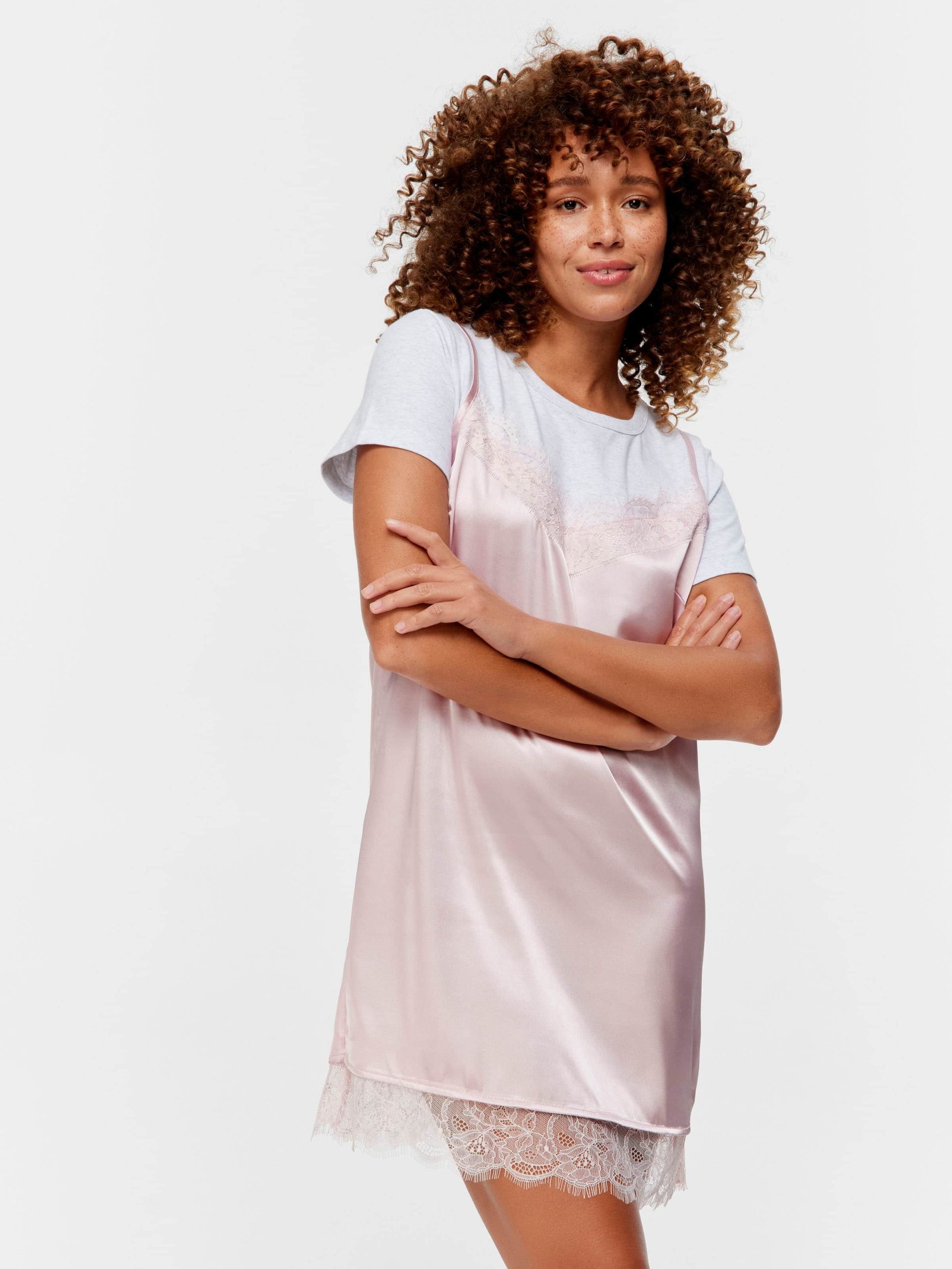 T-Shirt Satin Slip Nightie Multi image 2