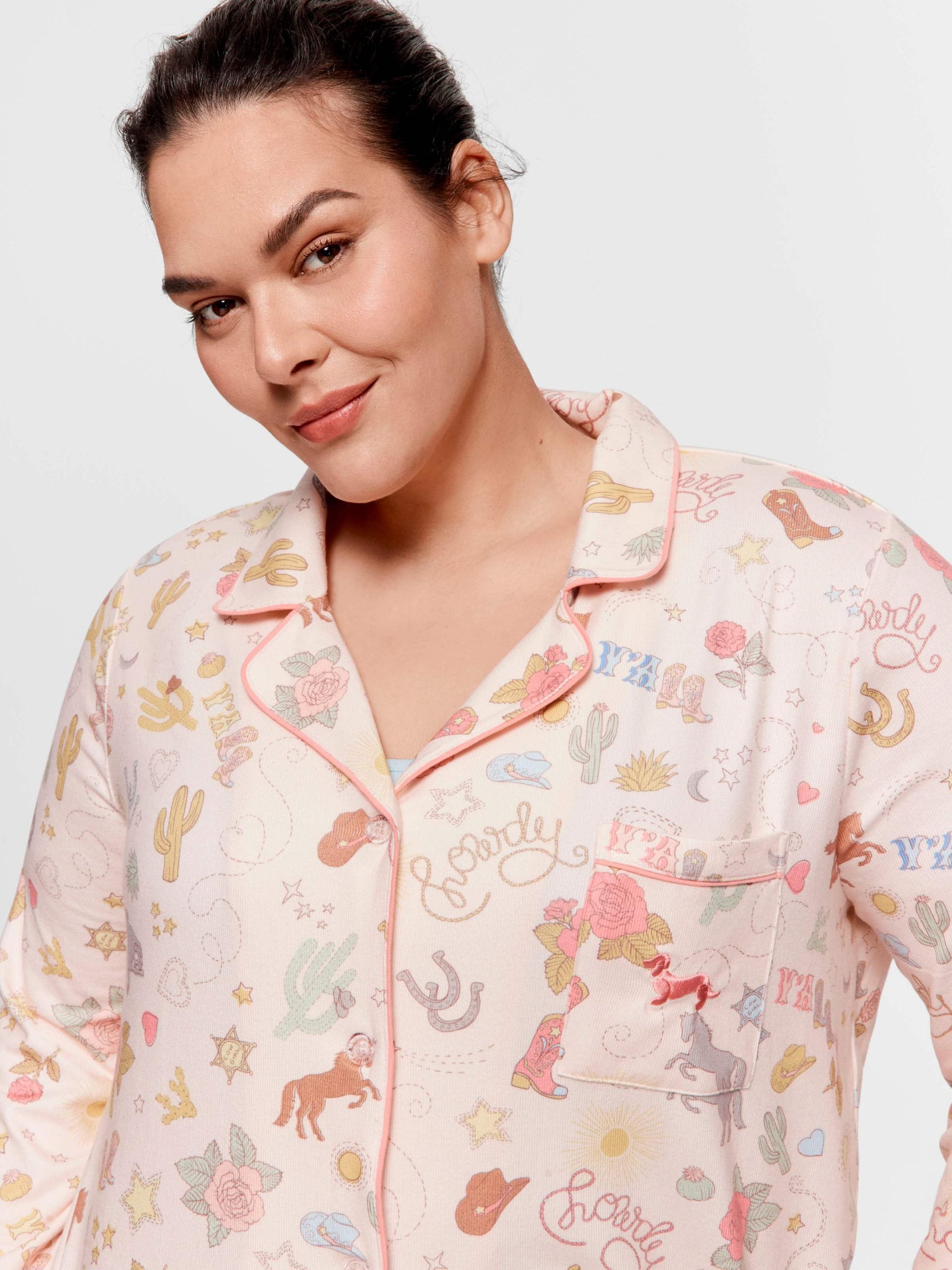 P.A. Plus Howdy Plush Classic Pj Set Multi image 2