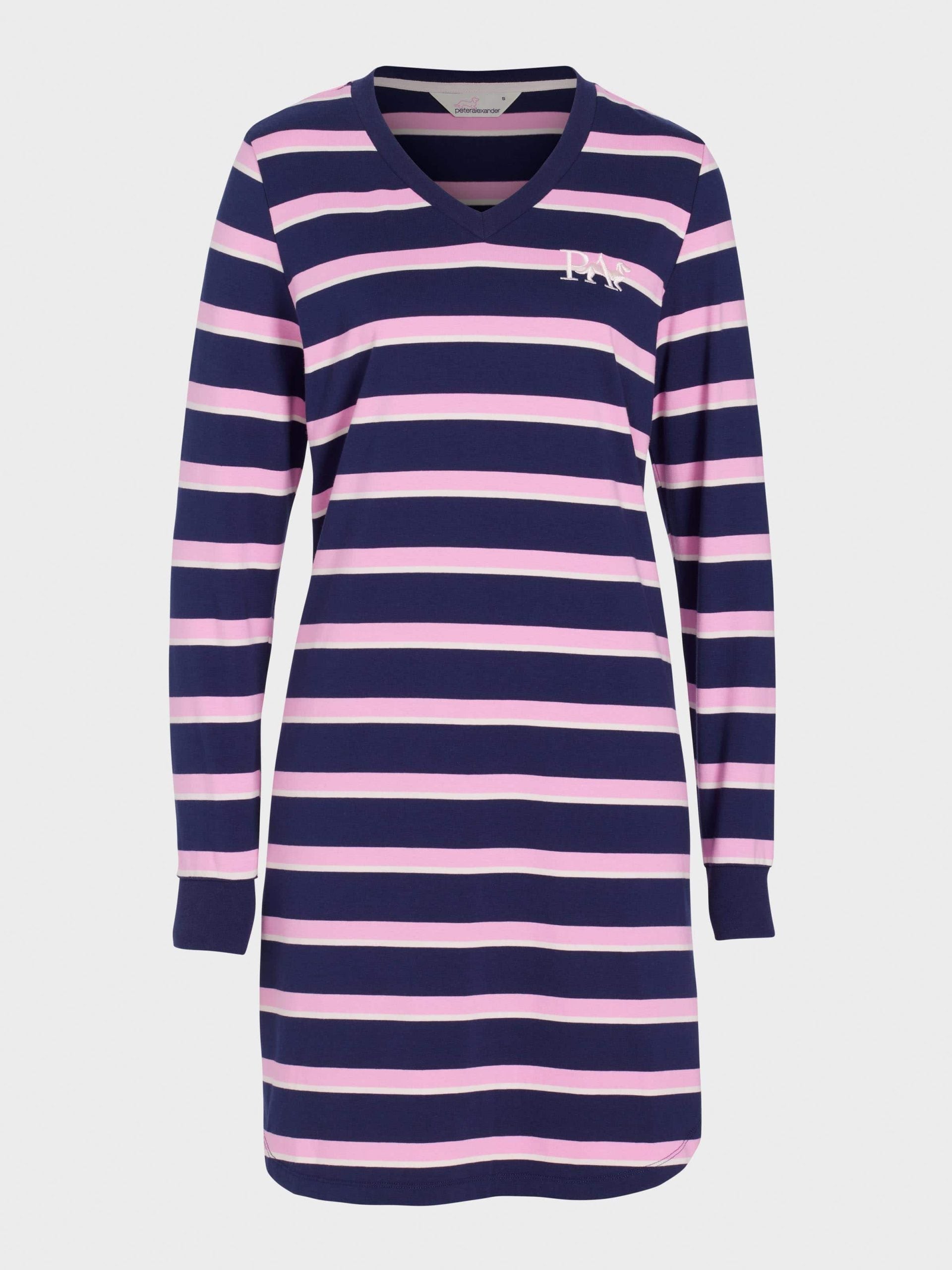 Stripe V Neck Long Sleeve Nightie multi image 3