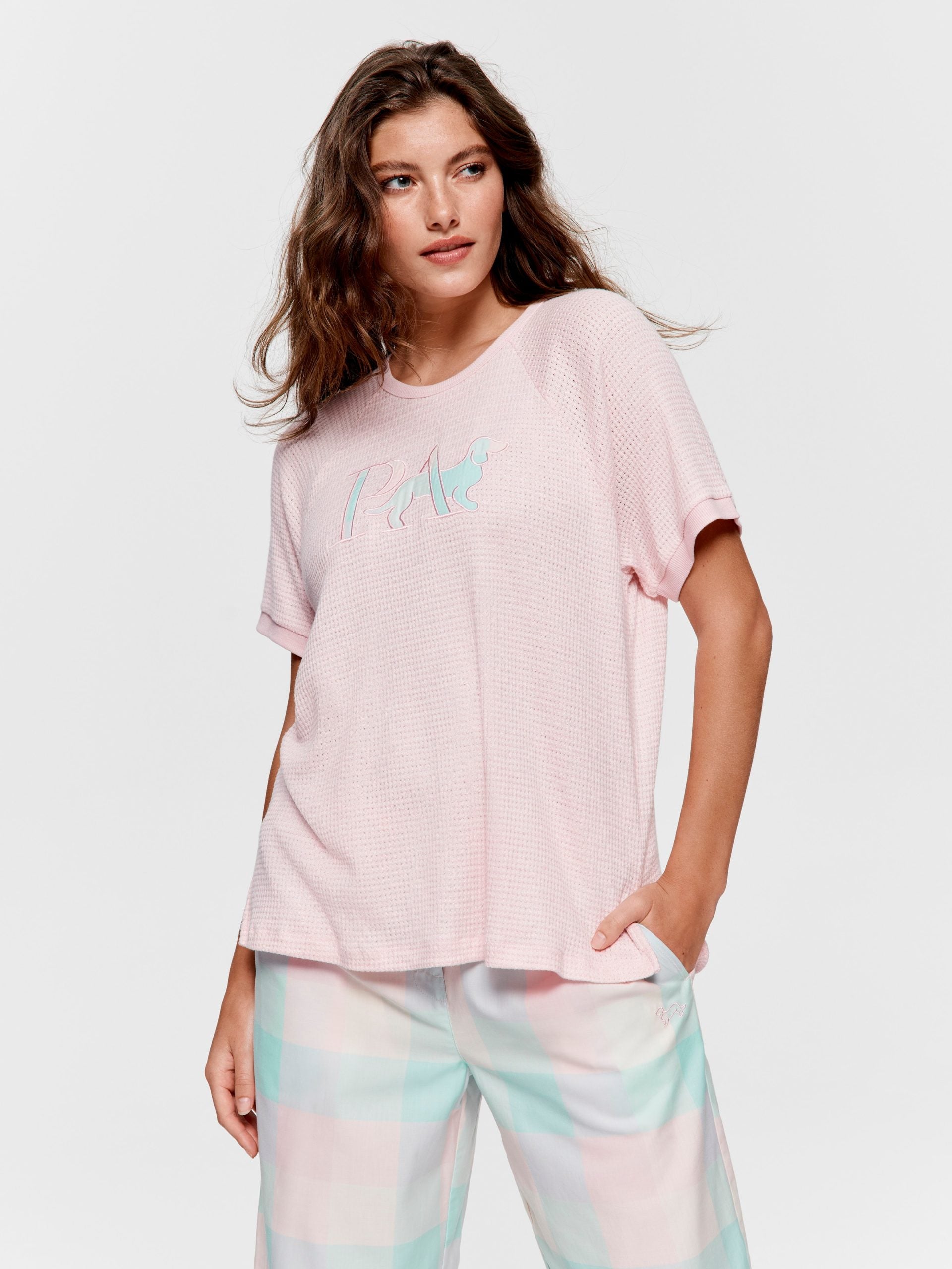 Buffalo Logo Waffle Oversized Tee pink image 0