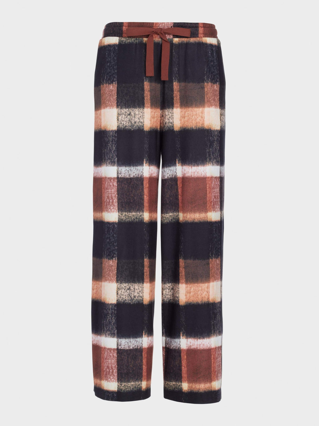 Brown Check Wide Leg Plush Pj Pant multi image 3