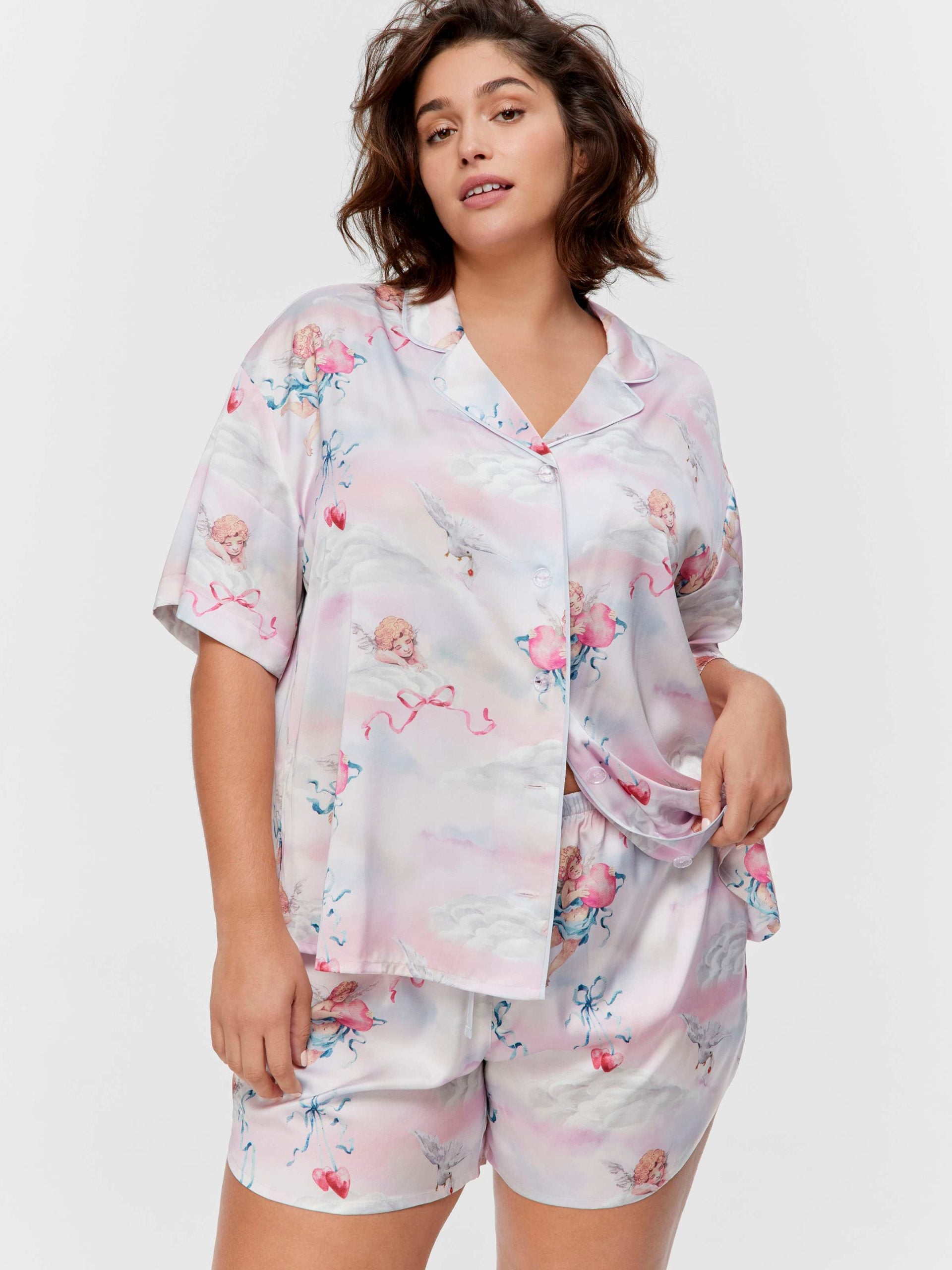 P.A. Plus Cherub Satin Shortie Pj Set Multi image 3