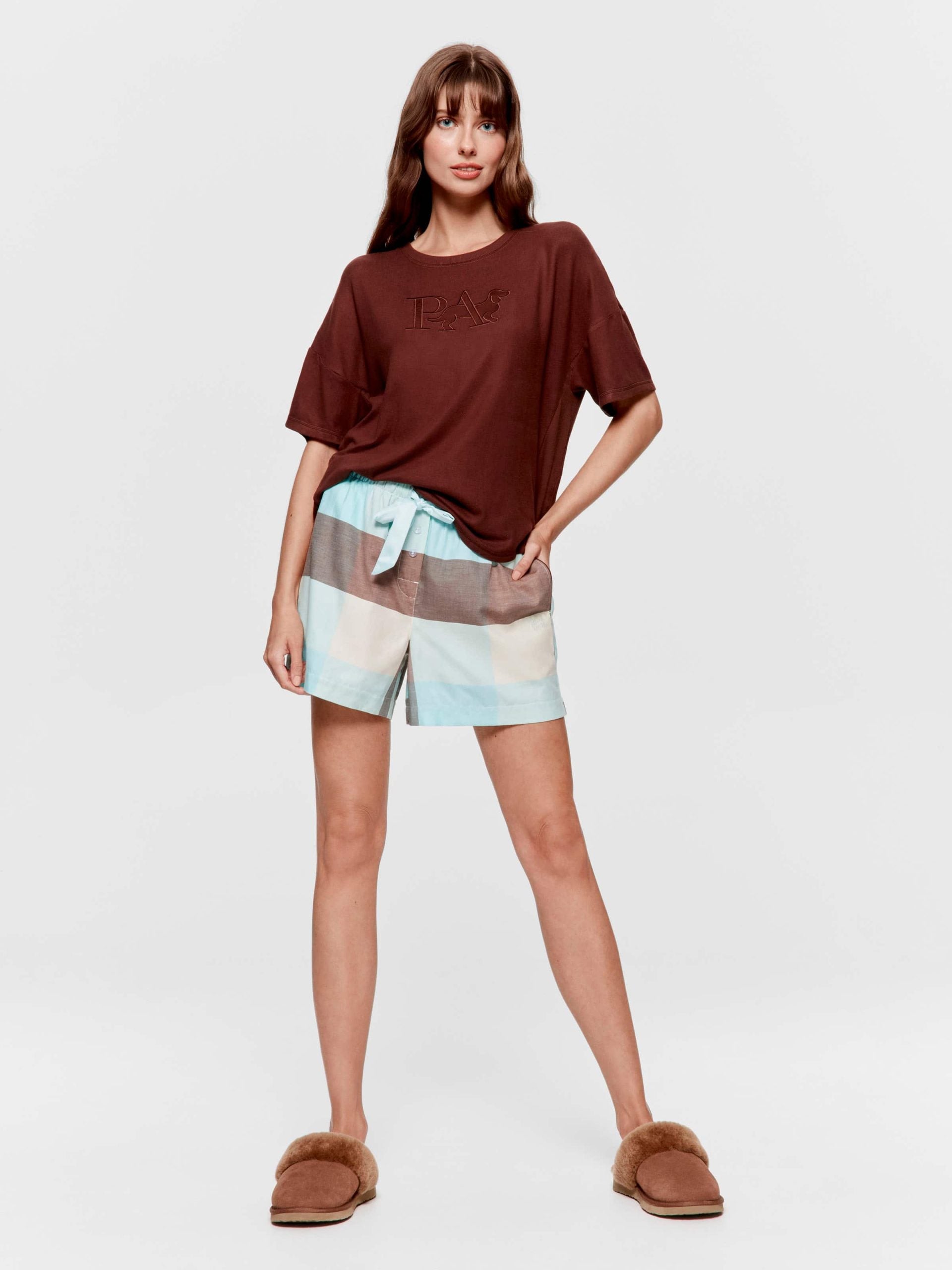 Mint Choc Check 100% Cotton Mid Short multi image 0