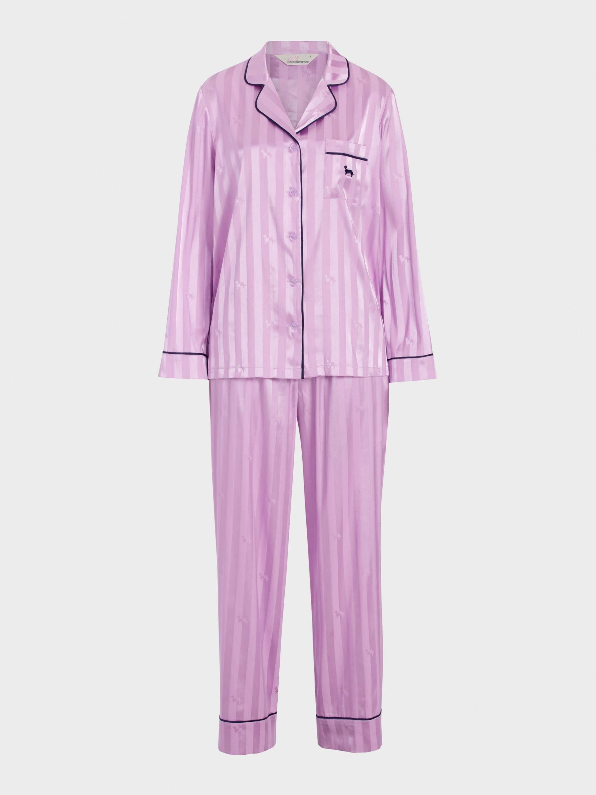 Lilac Penny Stripe Chic Satin Long Sleeve Pj Set lilac image 4