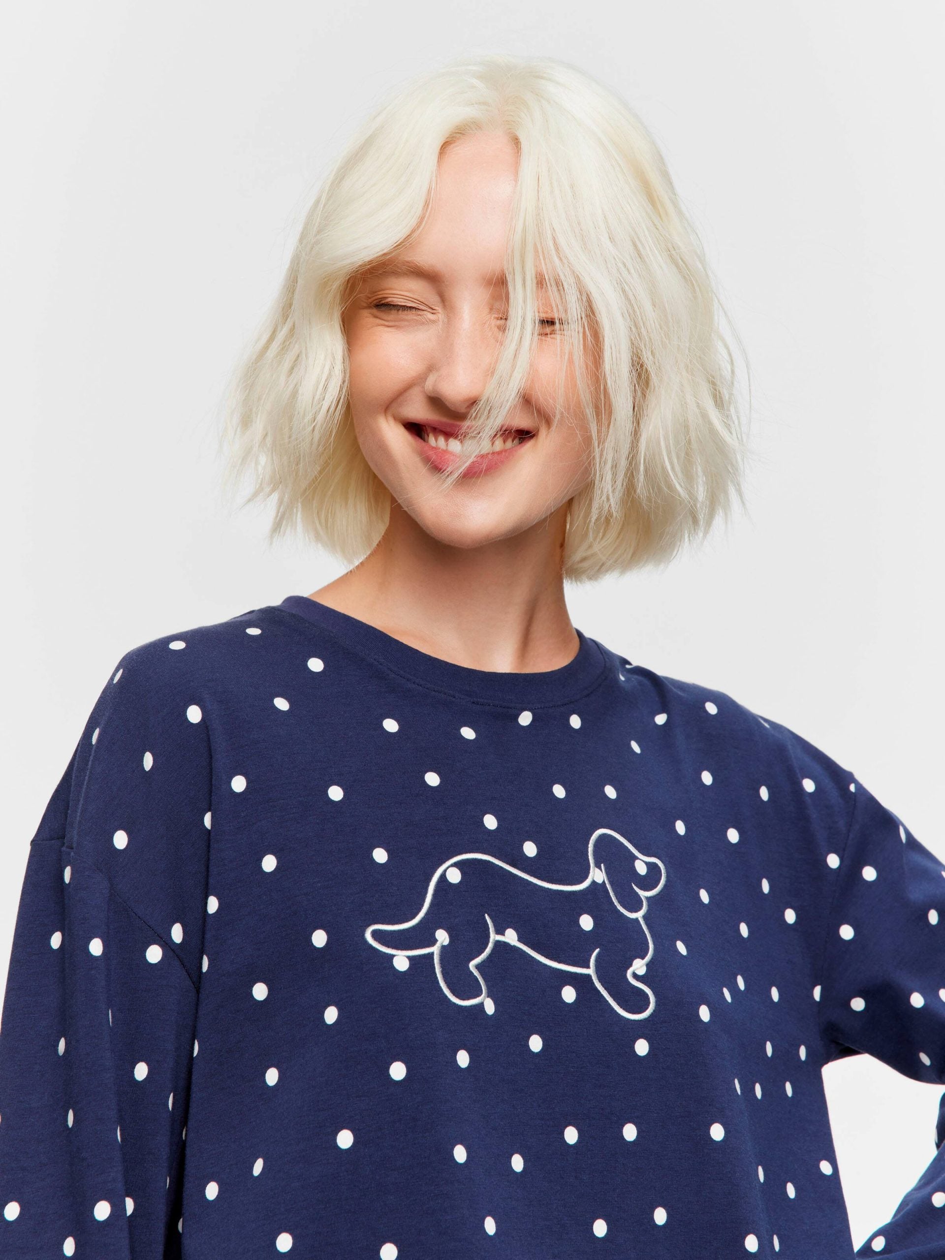 Navy Spot Long Sleeve Pj Set navy image 0