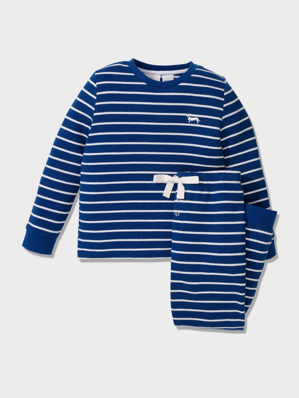 Jnr Boys Waffle Stripe Long Pj Set Navy image 2