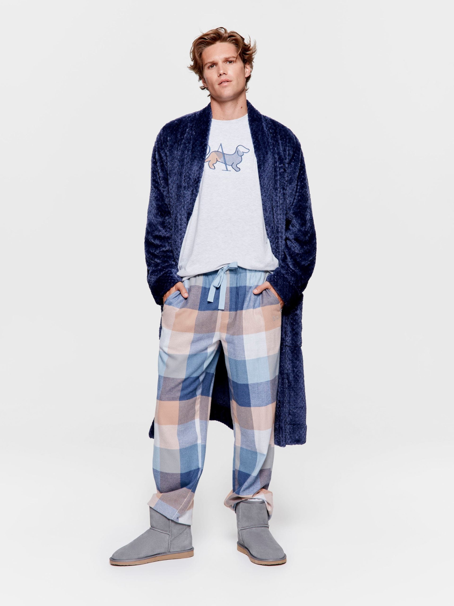 Navy Buffalo Flannelette Pj Pant multi image 1
