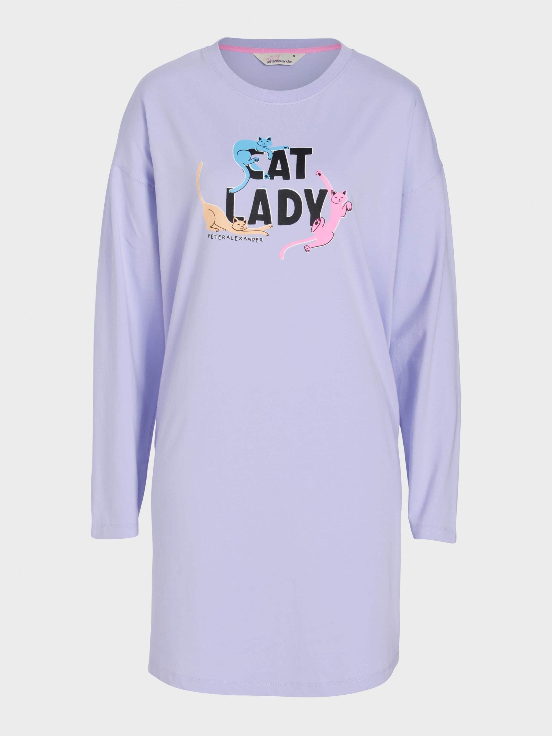 Lilac Cat Lady Long Sleeve Nightie multi image 3