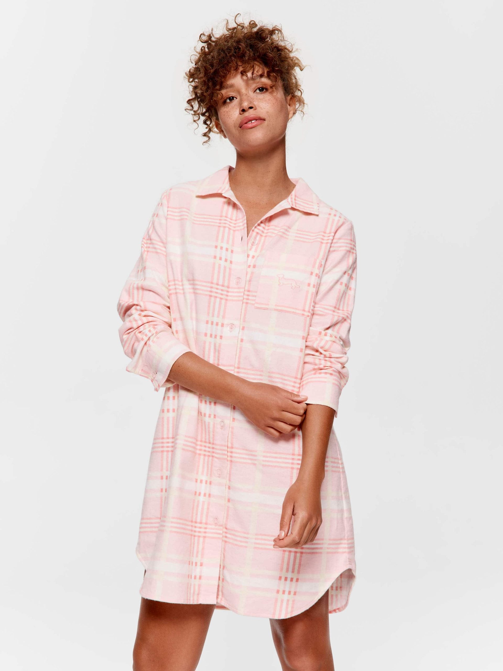 Pink Check Flannelette Nightshirt multi image 1