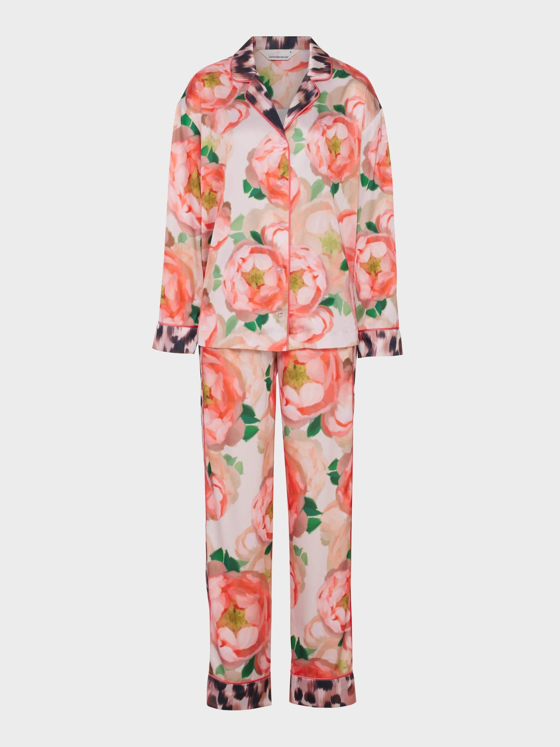 Floral Leopard Satin Long Sleeve Pj Set multi image 4