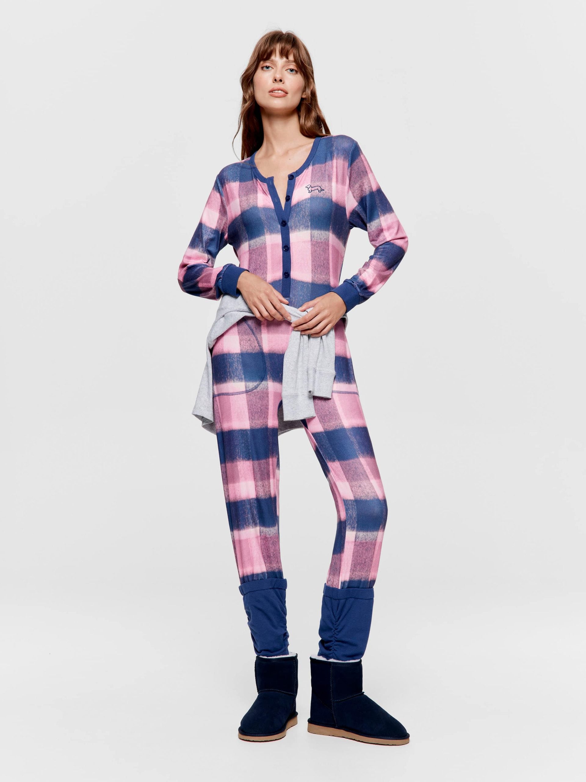 Plush Check Legwarmer Jumpsuit multi image 0