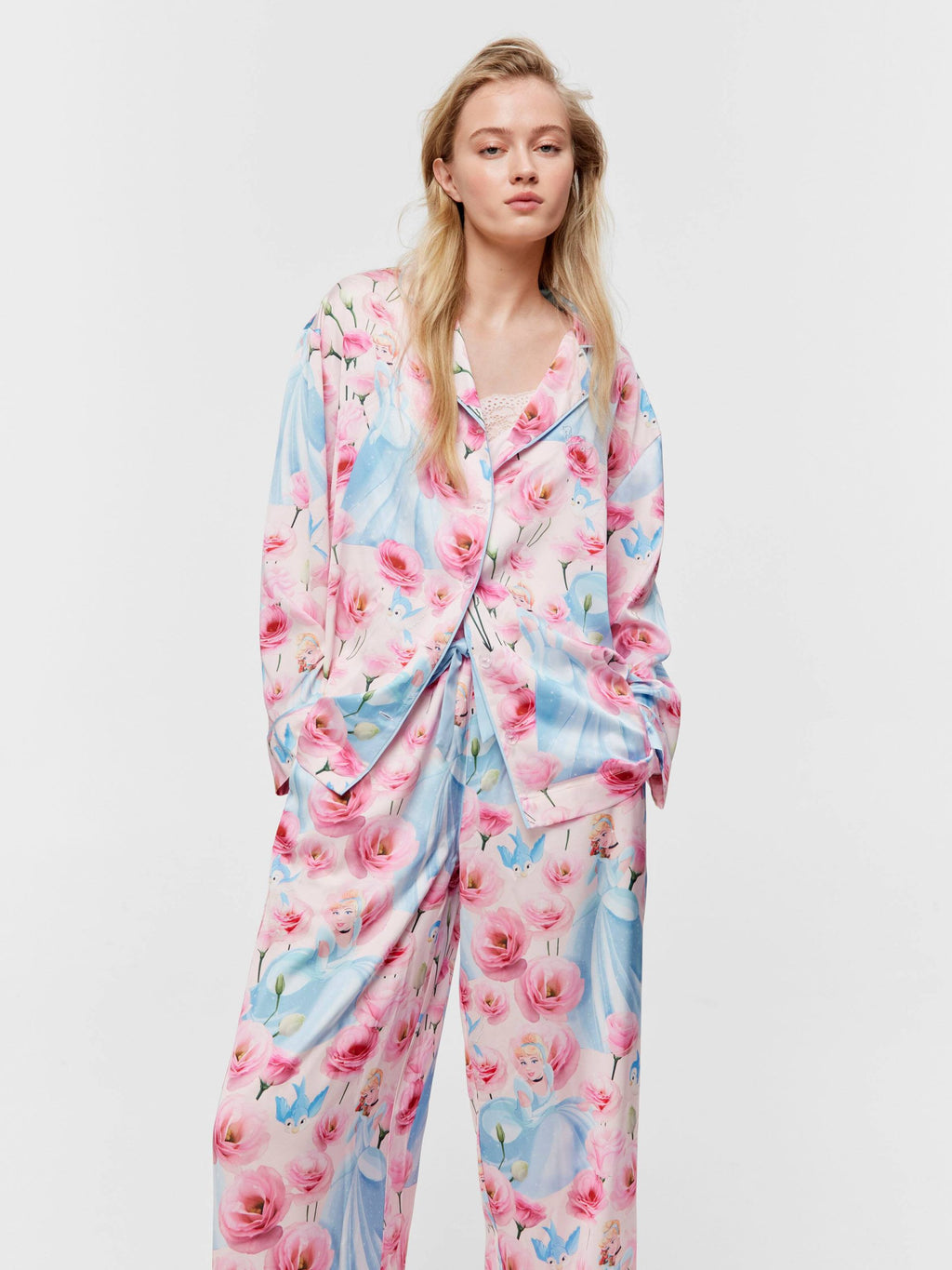 Disney Cinderella Rose Satin Long Pj Set Multi image 0