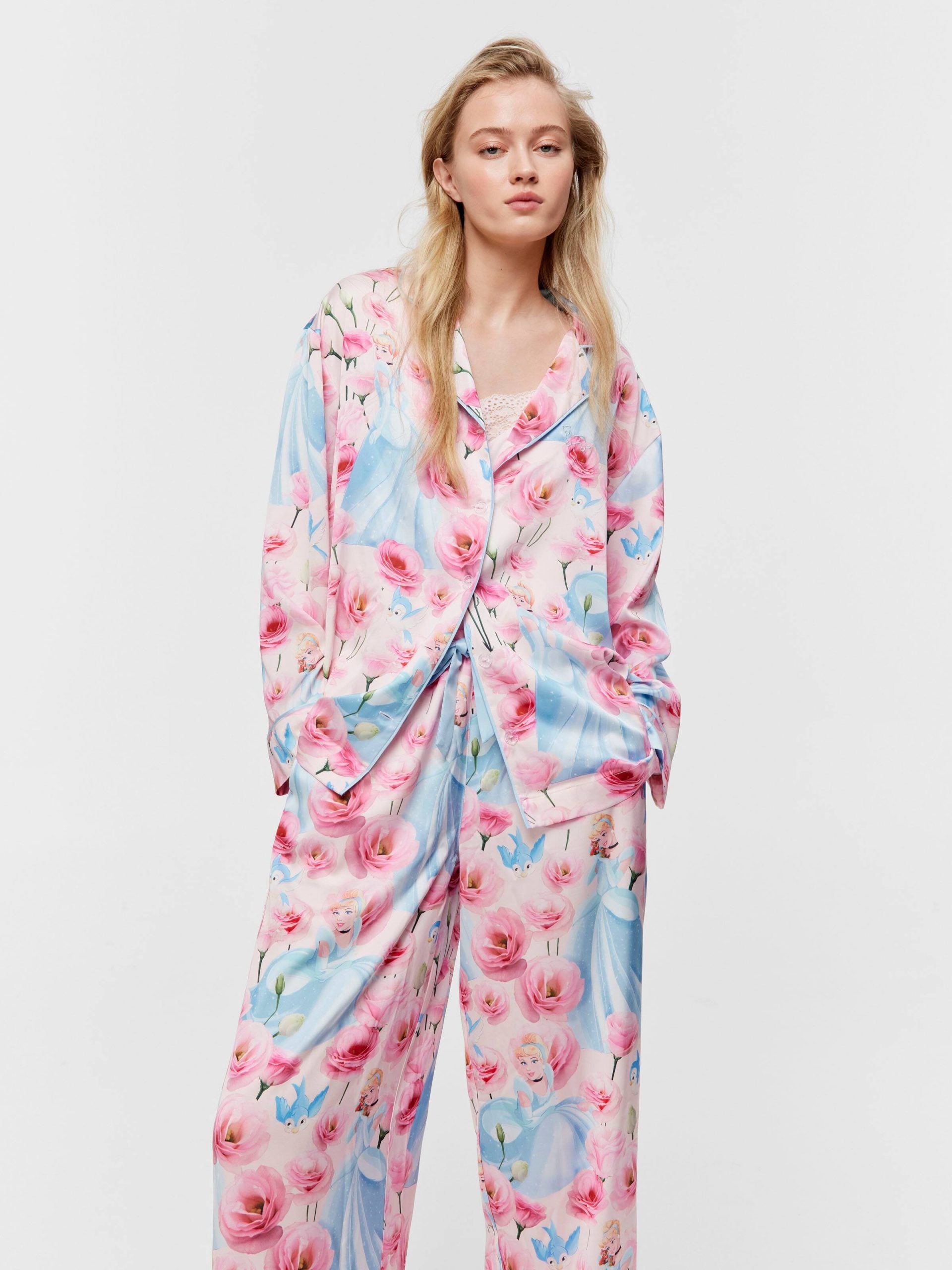 Disney Cinderella Rose Satin Long Pj Set Multi image 0