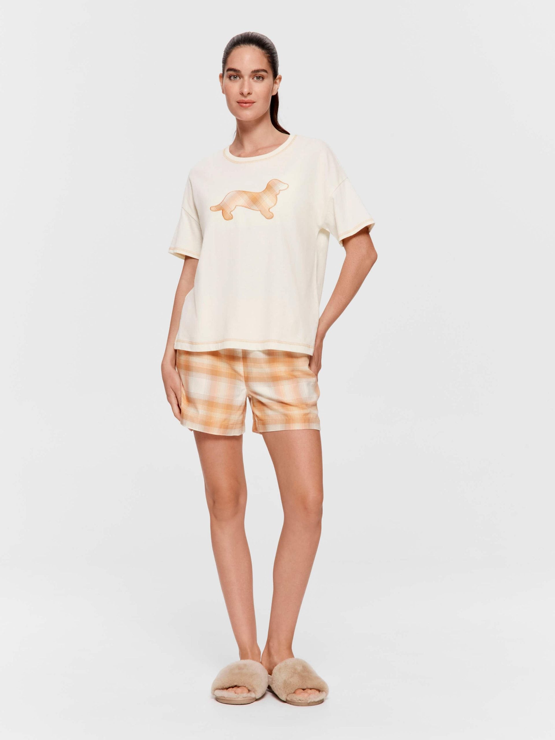 Contrast Check Penny Oversized Tee Oatmeal image 2