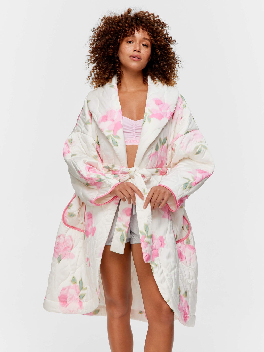 Floral Satin Quilted Gown Multi image 0