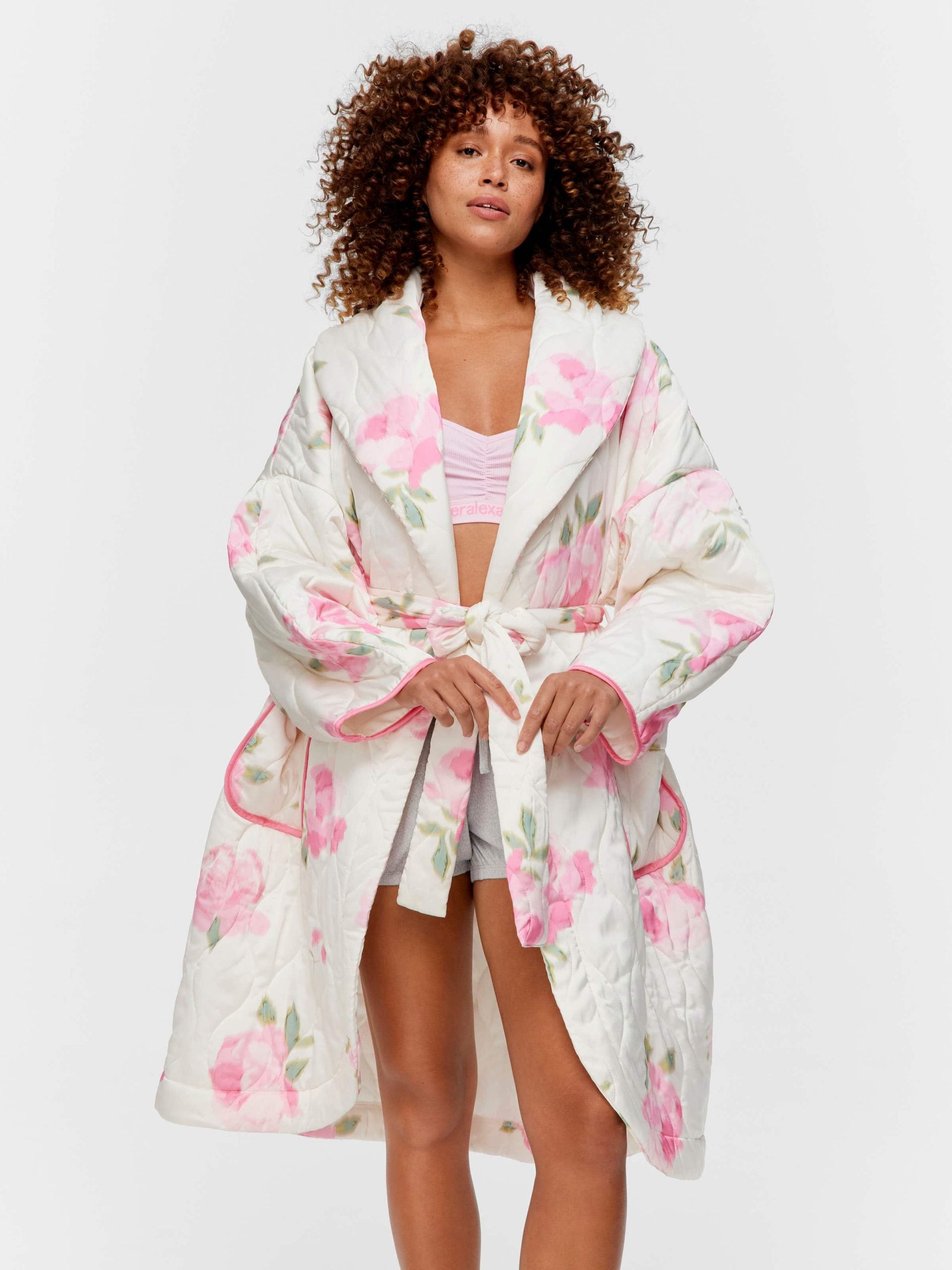 Floral Satin Quilted Gown Multi image 0