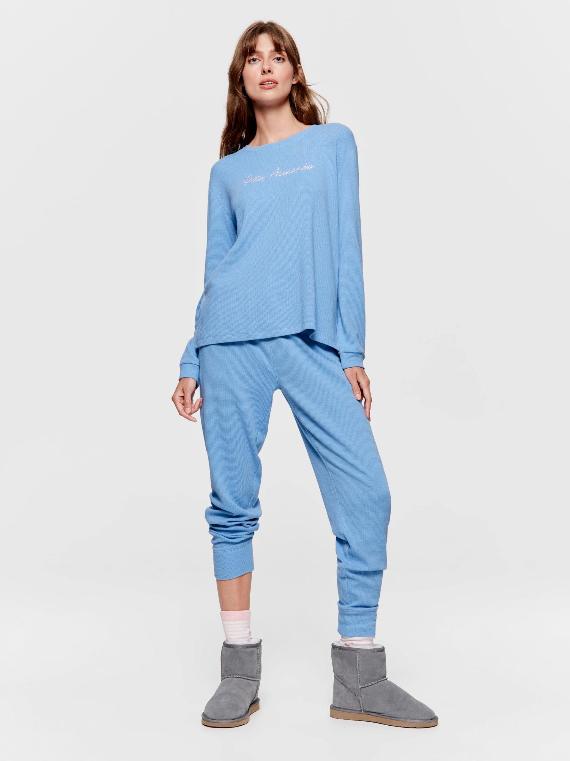 Dusty Blue Long Sleeve Waffle Top blue image 2