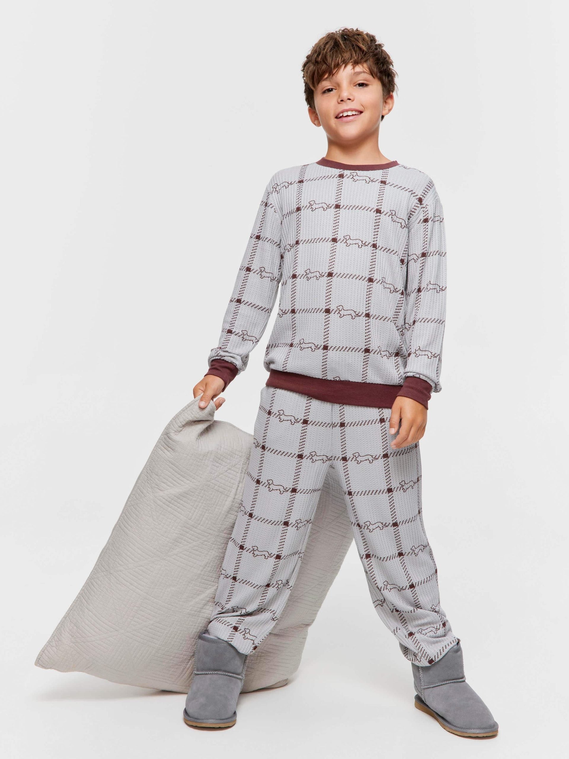 Boys Check Waffle Pj Set multi image 0