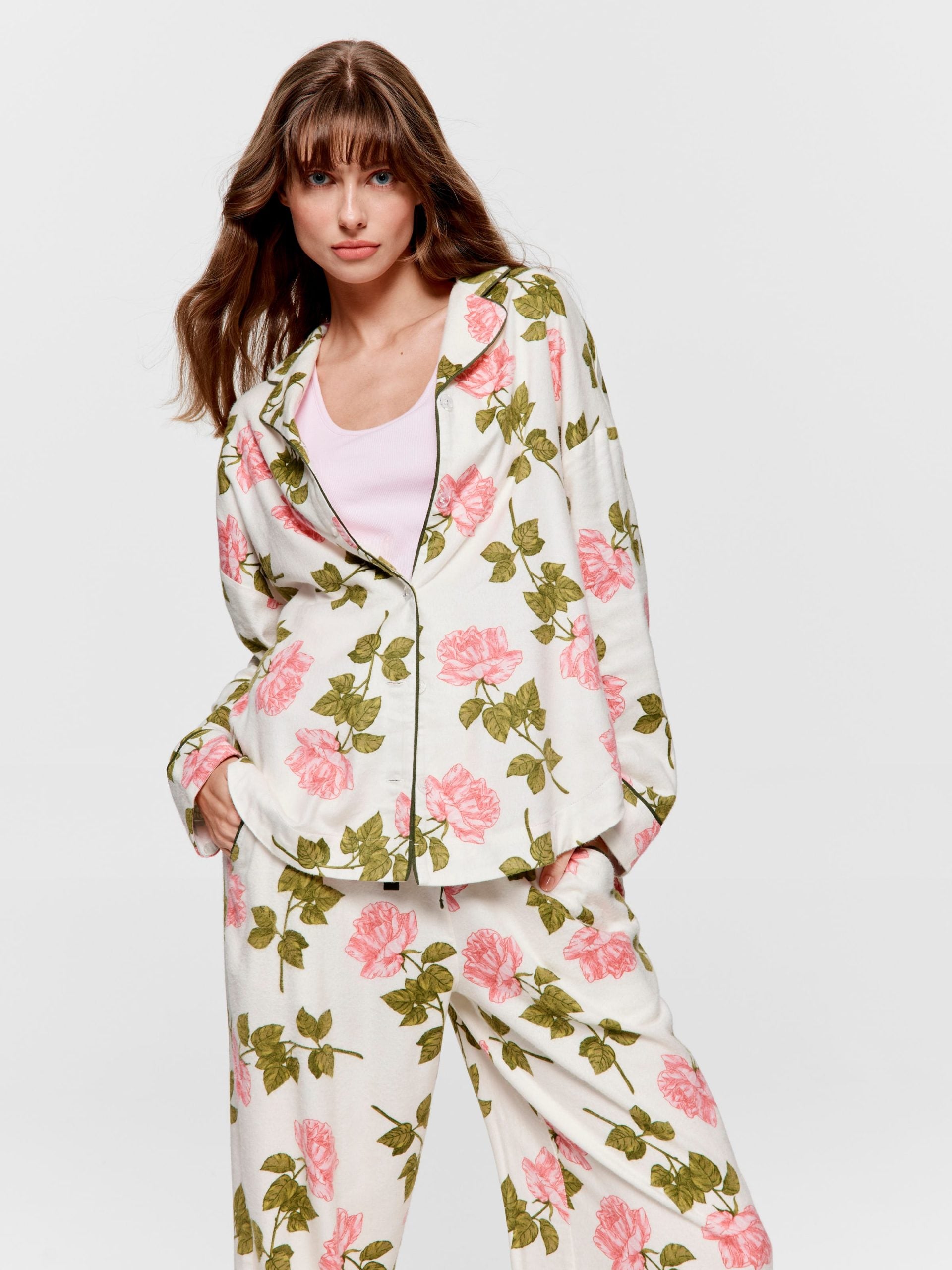 Pretty Rose Bamboo Flannelette Classic Pj Set multi image 0