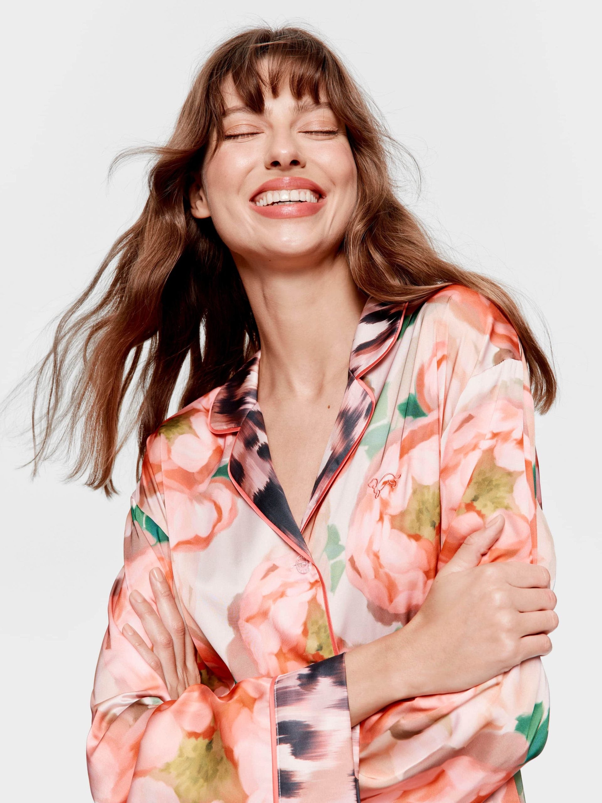 Floral Leopard Satin Long Sleeve Pj Set multi image 1