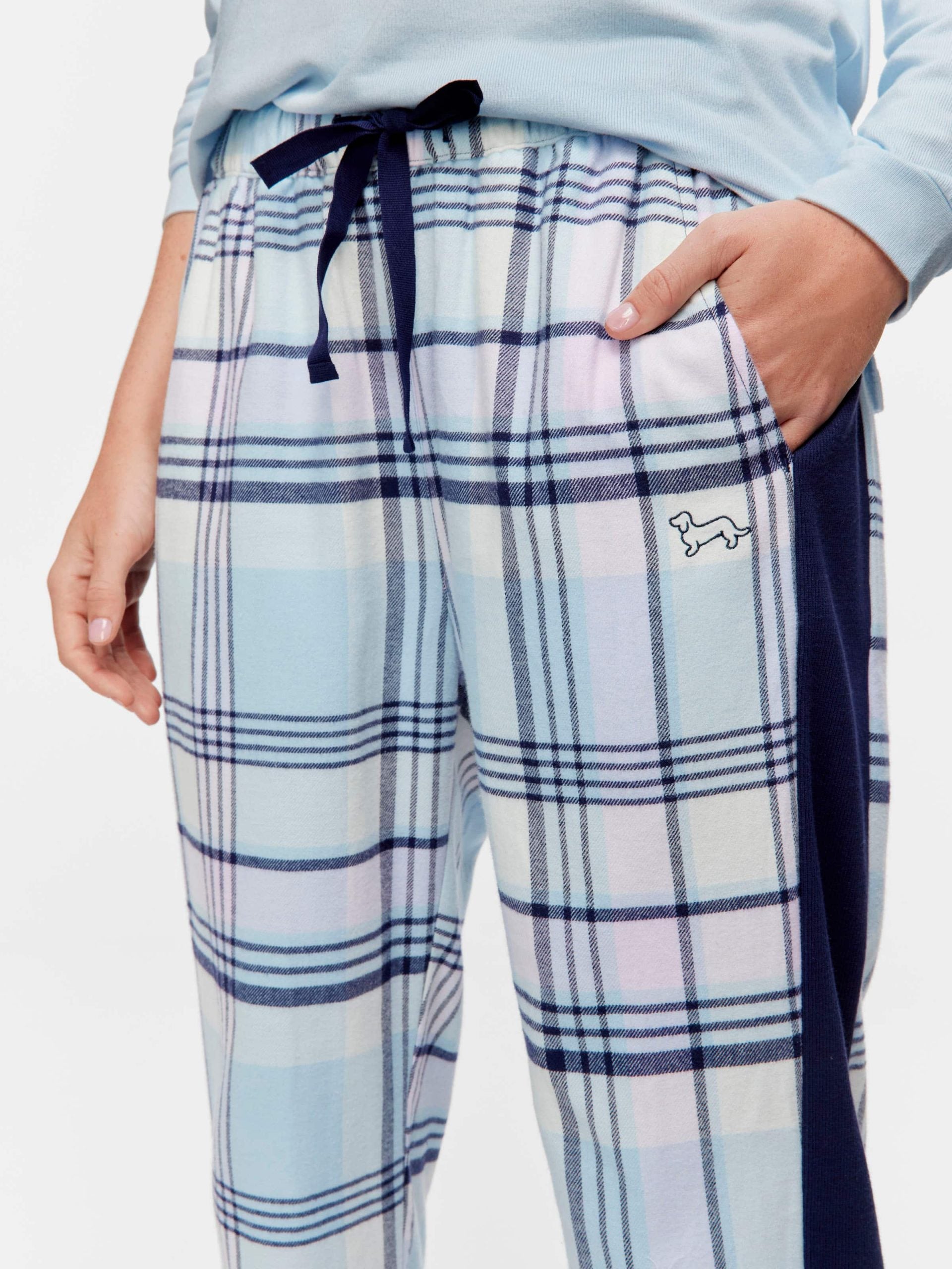 Navy Check Flannelette Cuffed Pj Pant multi image 2