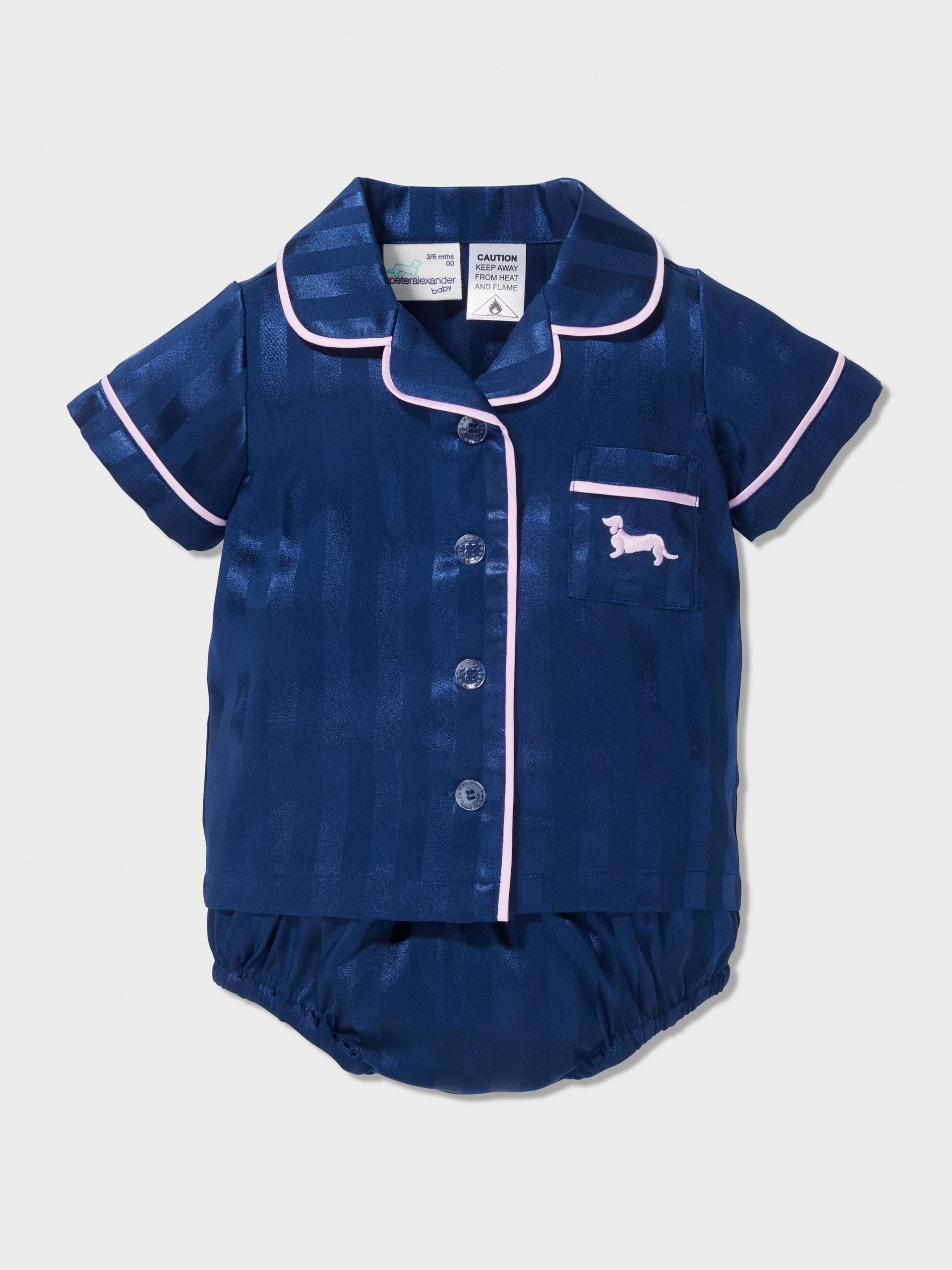 Baby Navy Satin Classic Pj Set navy image 0