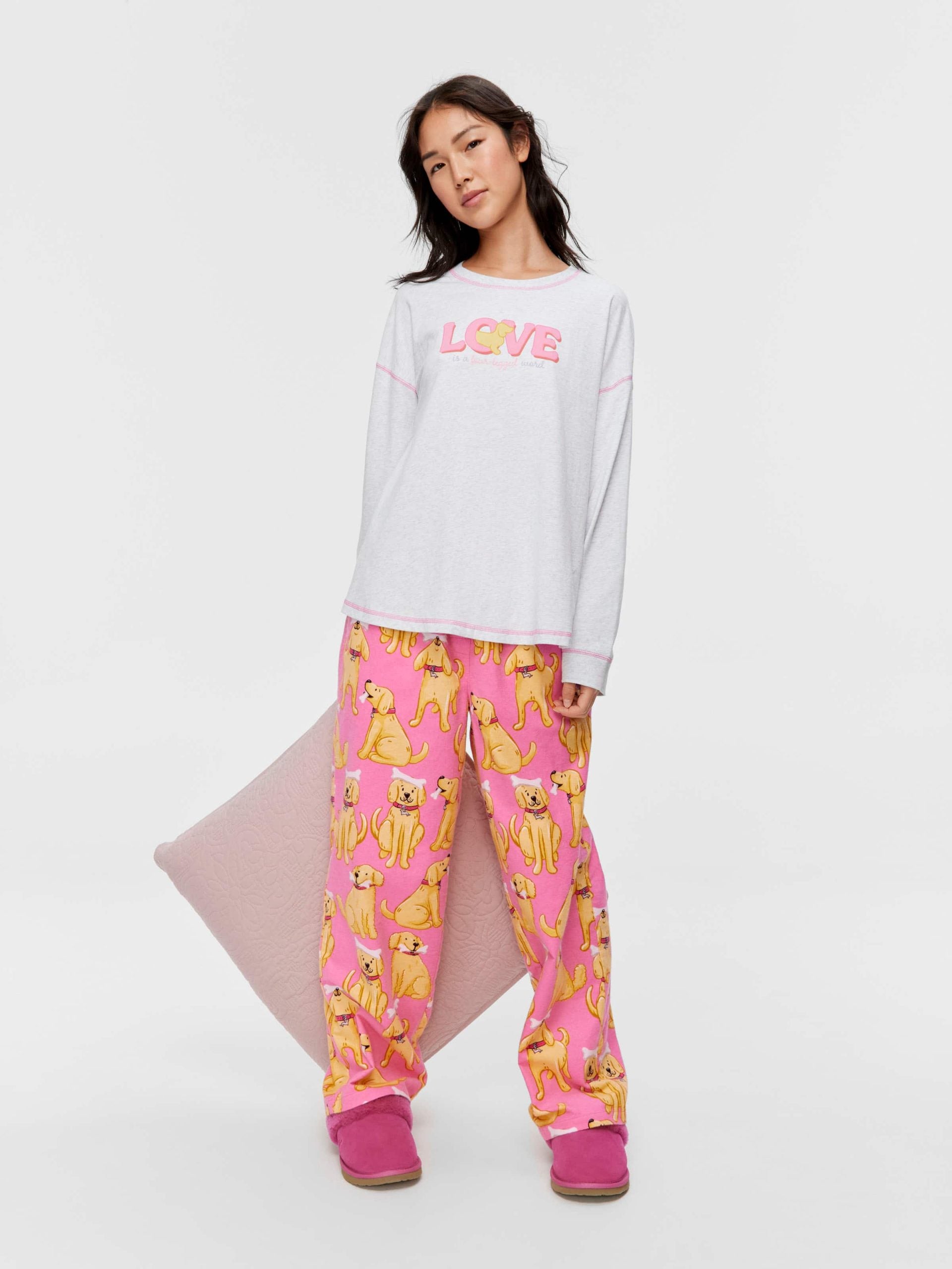 Love Is A 4 Legged Word Oversized Long Sleeve Top ltgrey image 2