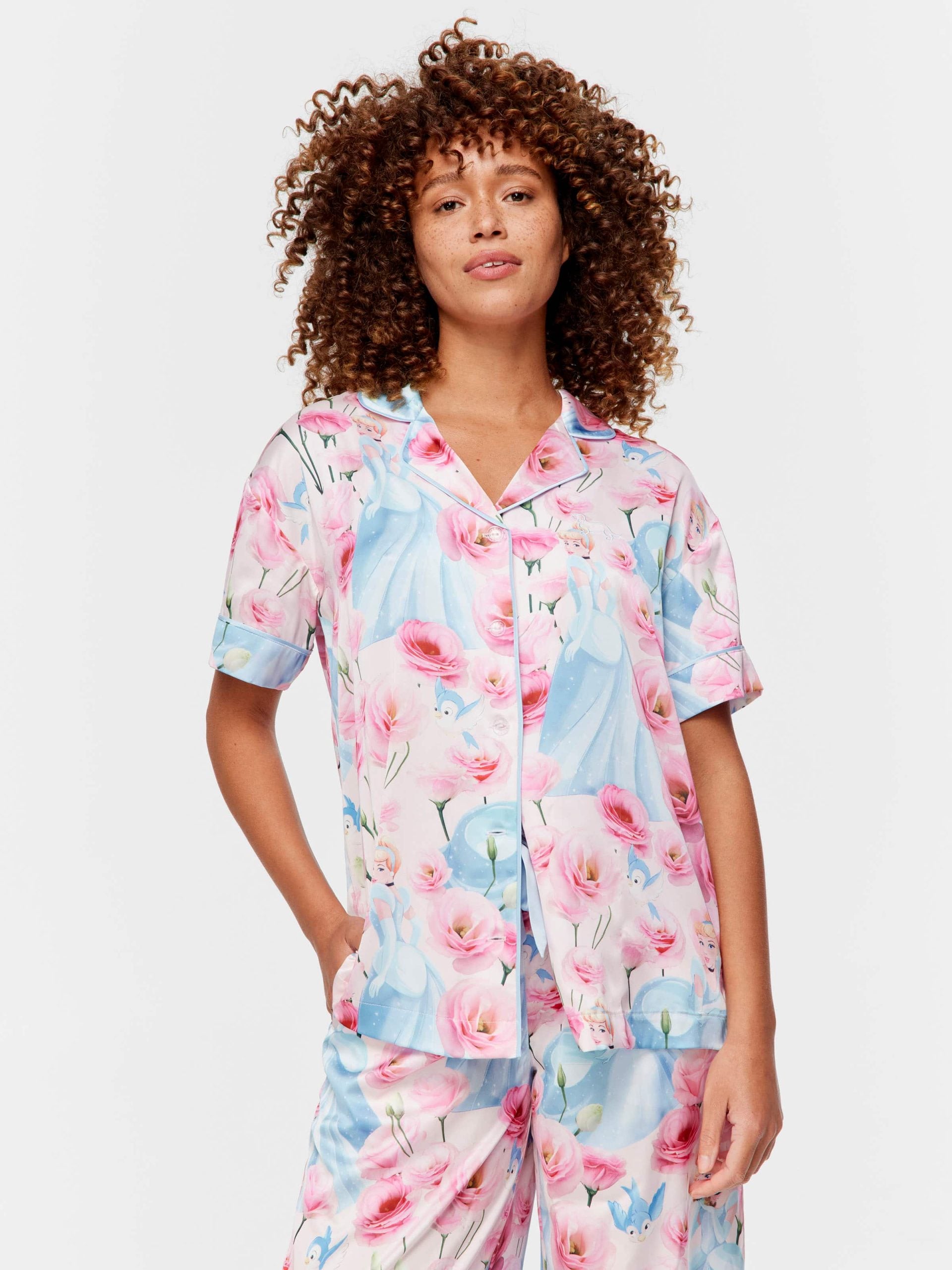 Disney Cinderella Rose Satin Short Sleeve &amp;amp; Pant Pj Set Multi image 0