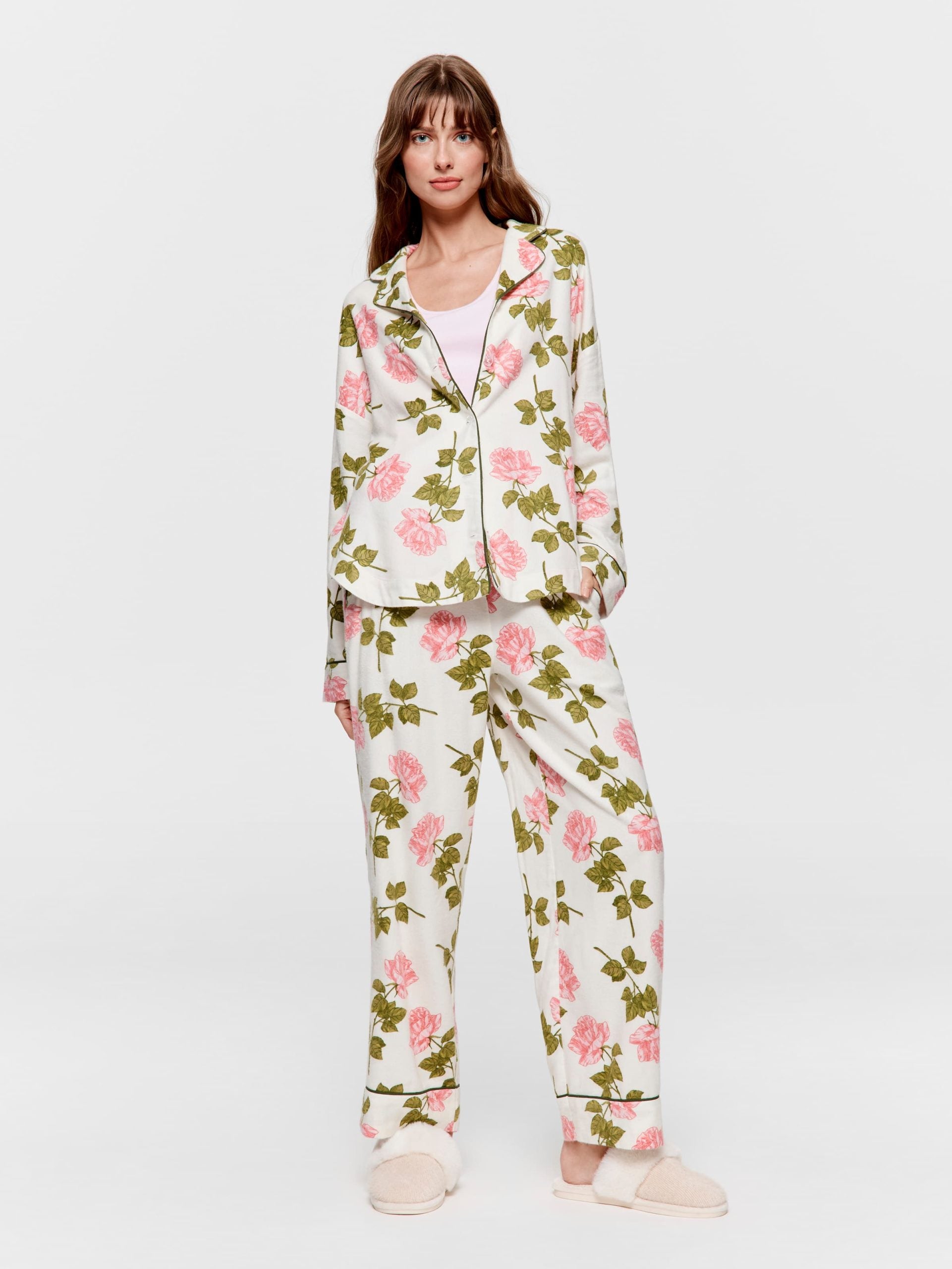 Pretty Rose Bamboo Flannelette Classic Pj Set multi image 1